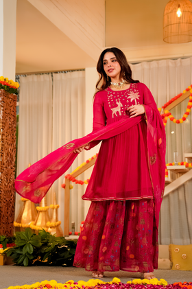 Magenta Whisper Organza Suit Set