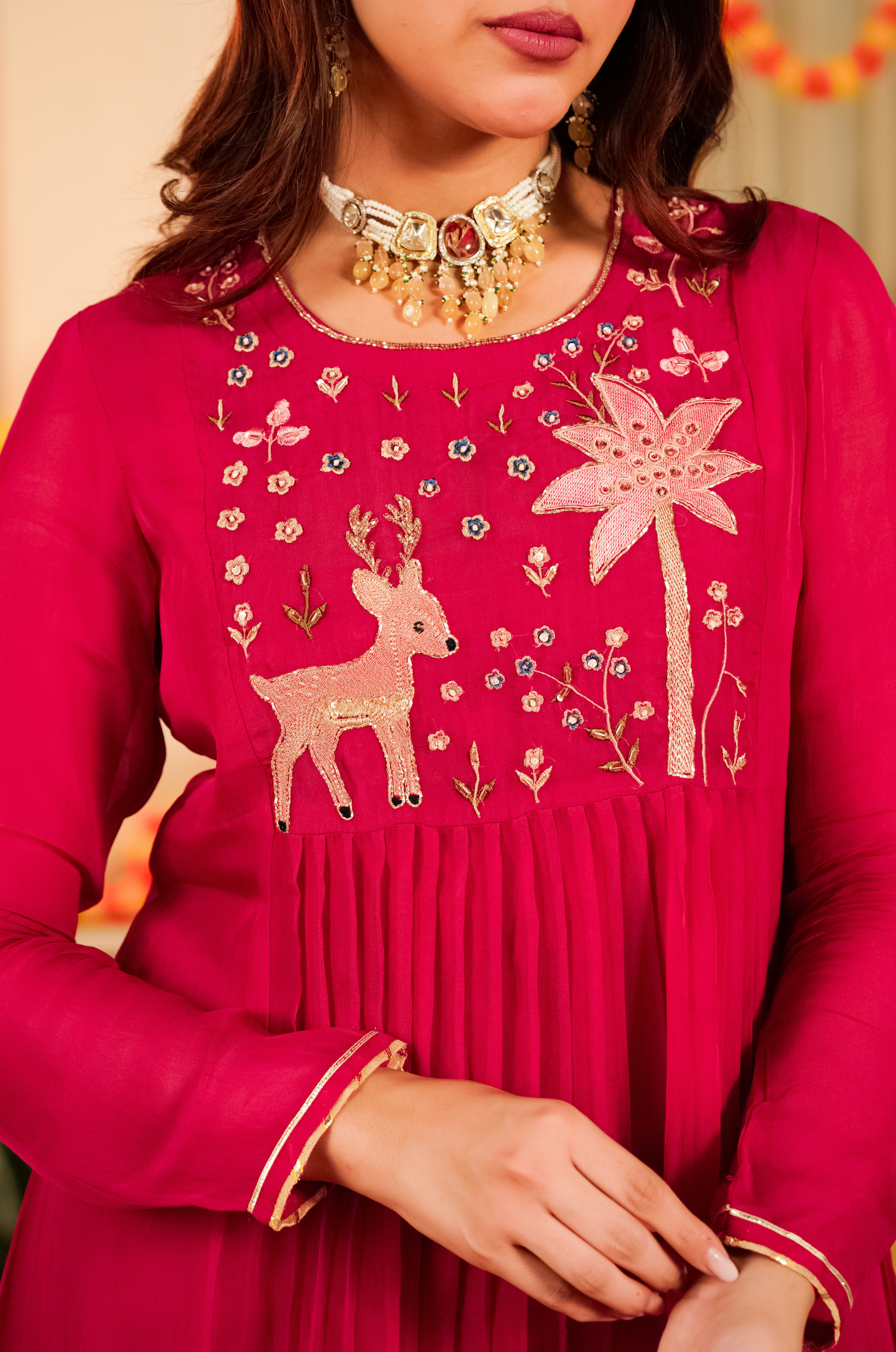 Magenta Whisper Organza Suit Set