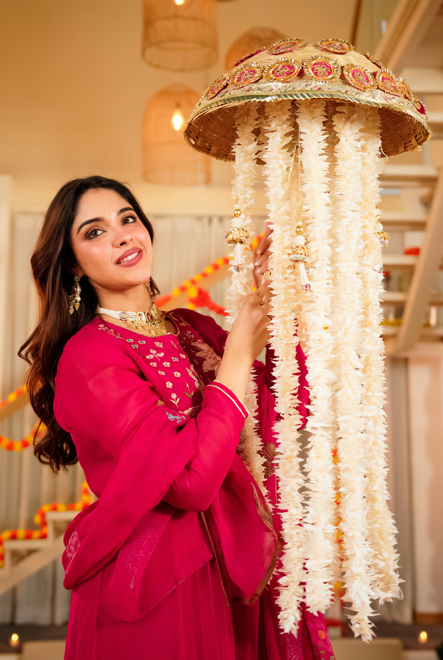 Magenta Whisper Organza Suit Set