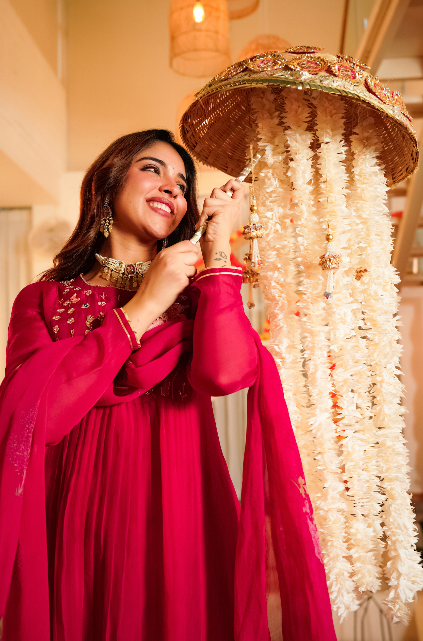 Magenta Whisper Organza Suit Set