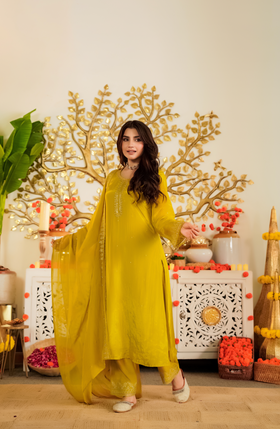 Amber Marigold Aura Suit Set