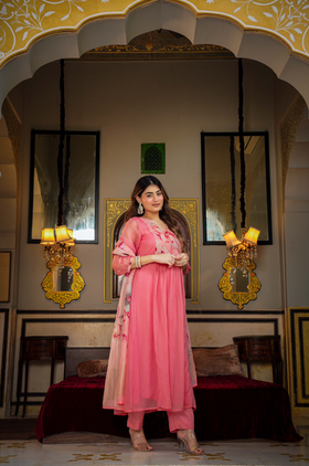 Blush Bloom Organza Suit Set