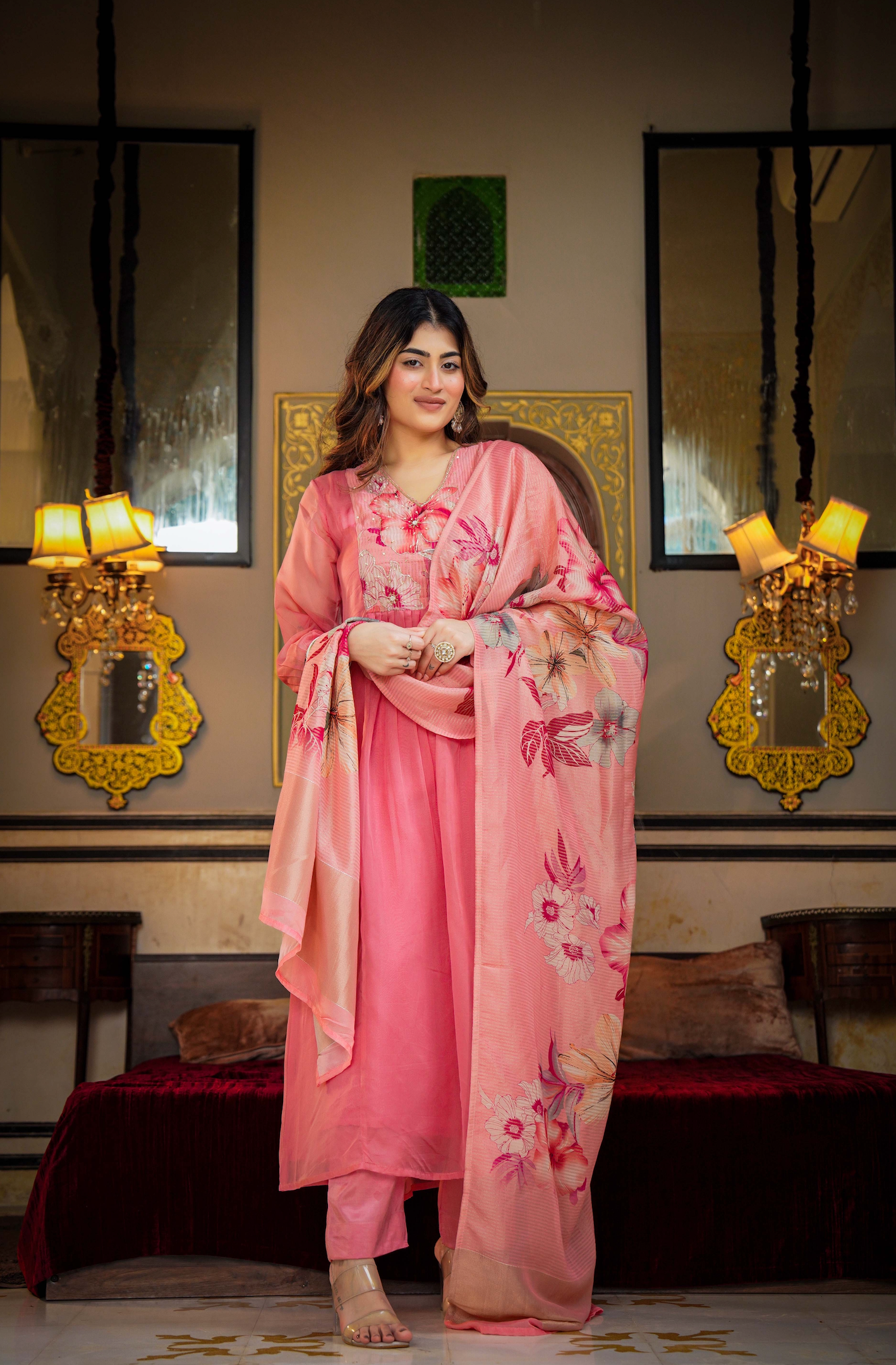 Blush Bloom Organza Suit Set