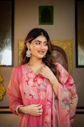 Blush Bloom Organza Suit Set