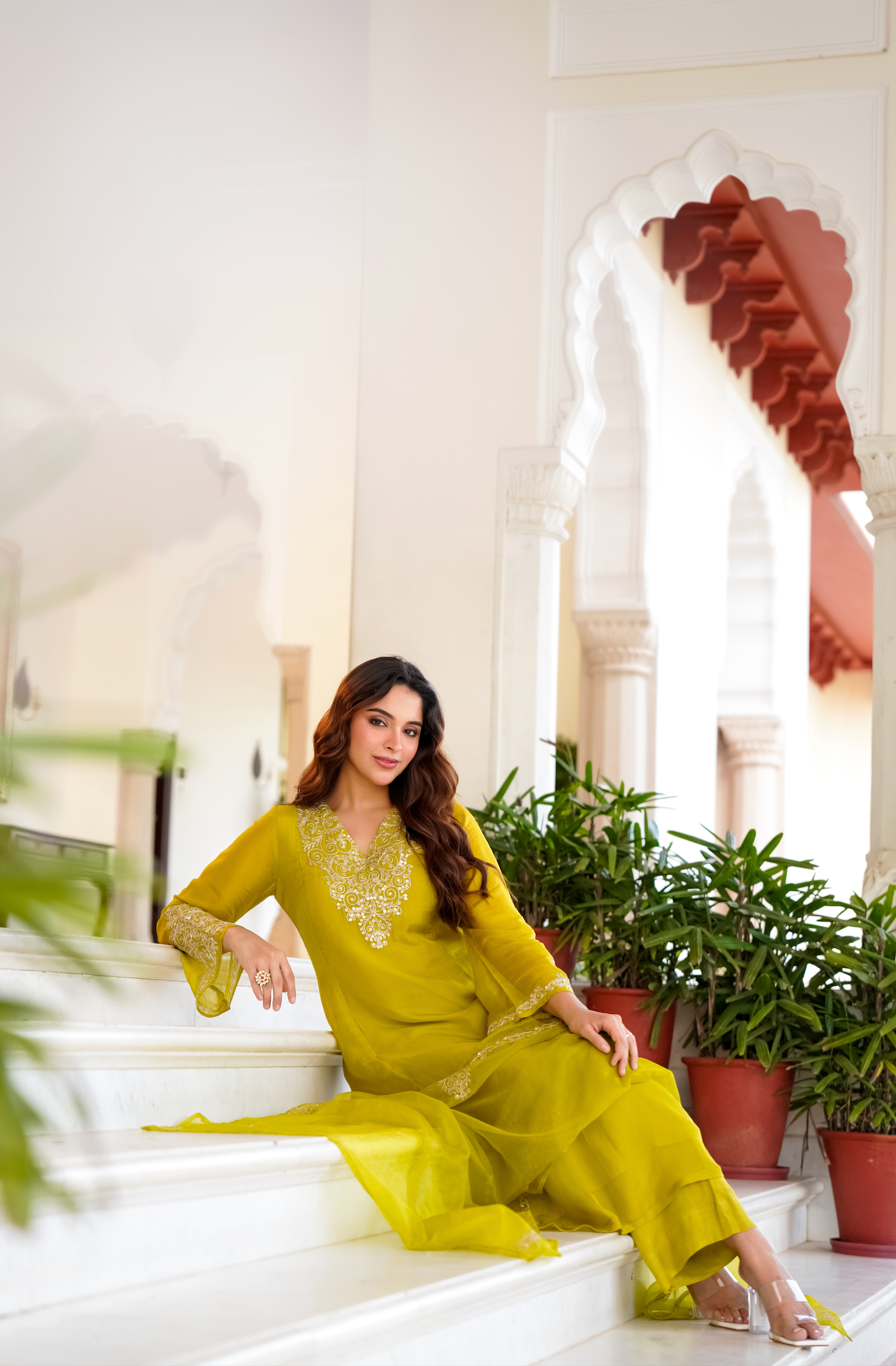 Golden Meadow Organza Suit Set