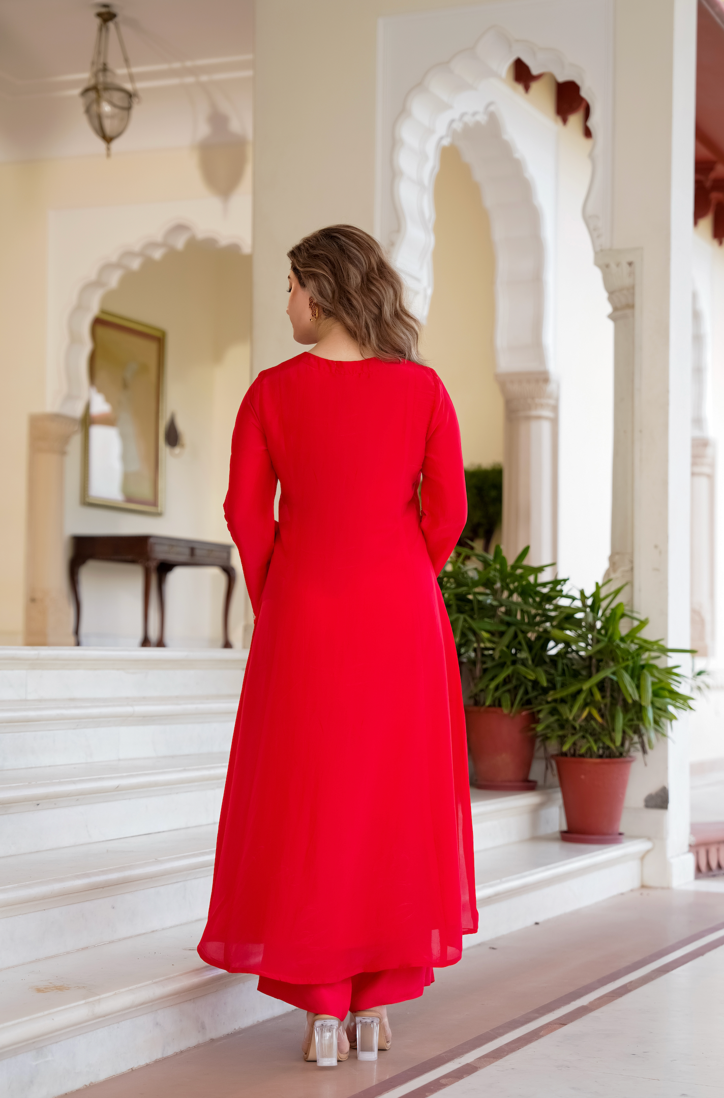 Crimson Aura Organza Suit Set