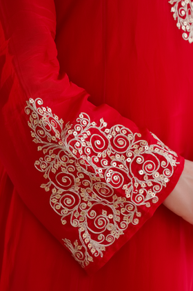 Crimson Aura Organza Suit Set