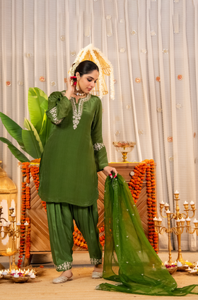 Emerald Whisper Organza Suit Set