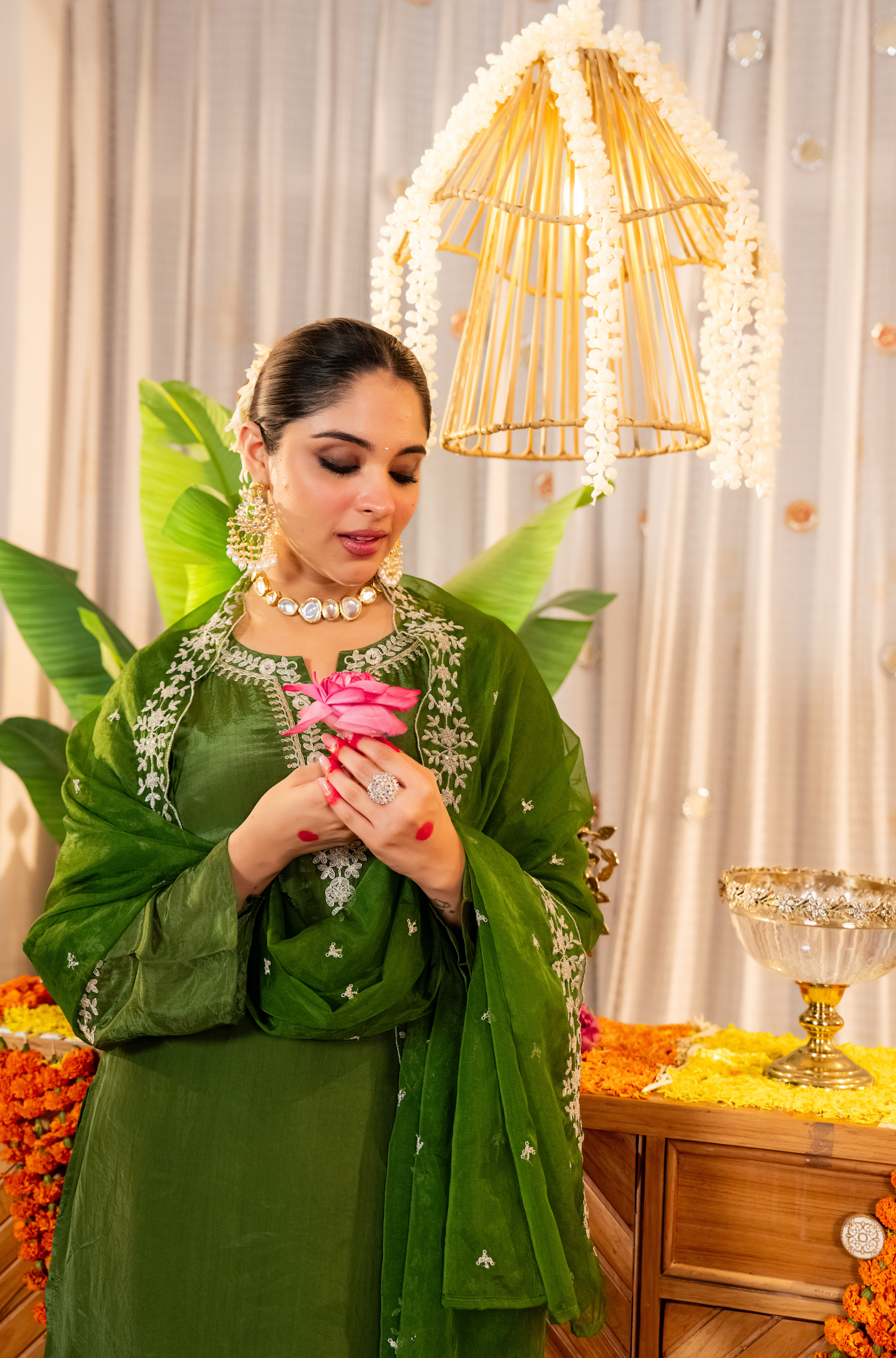 Emerald Whisper Organza Suit Set