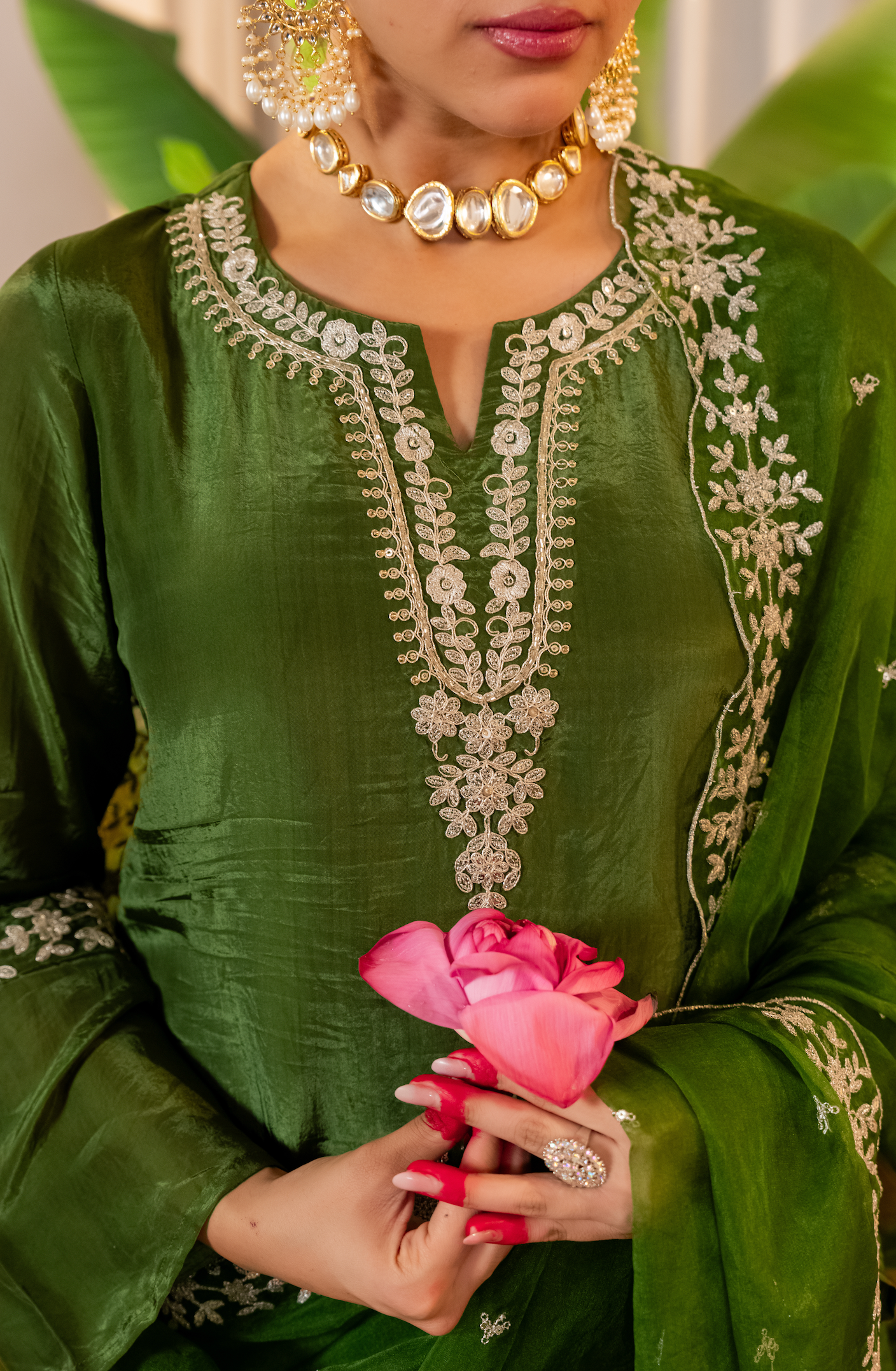 Emerald Whisper Organza Suit Set