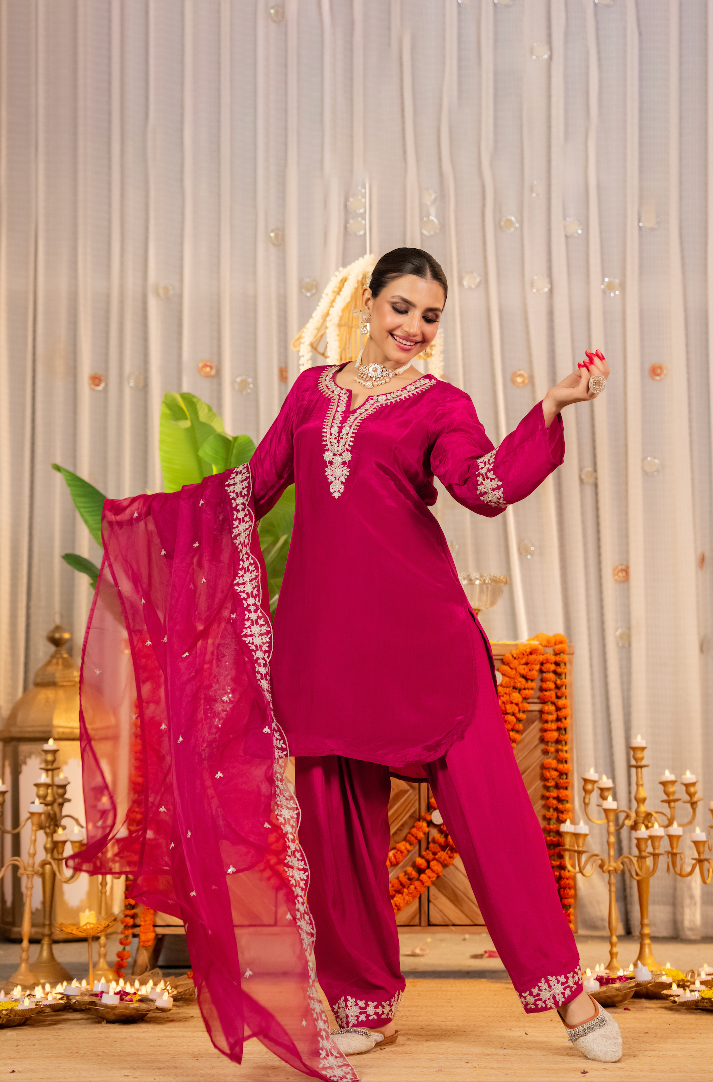 Rosette Radiance  Organza Suit Set