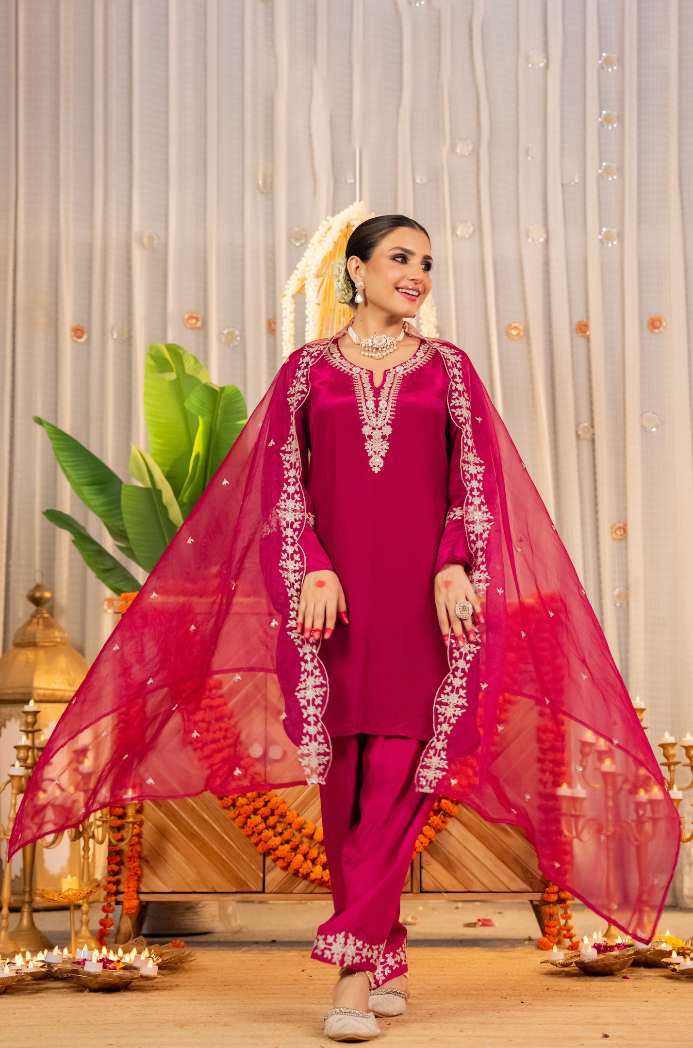 Rosette Radiance  Organza Suit Set