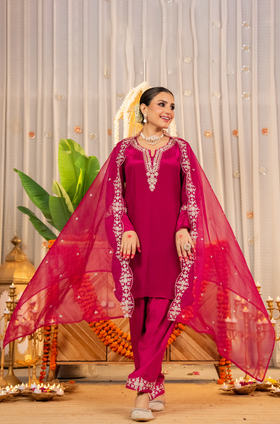 Rosette Radiance  Organza Suit Set