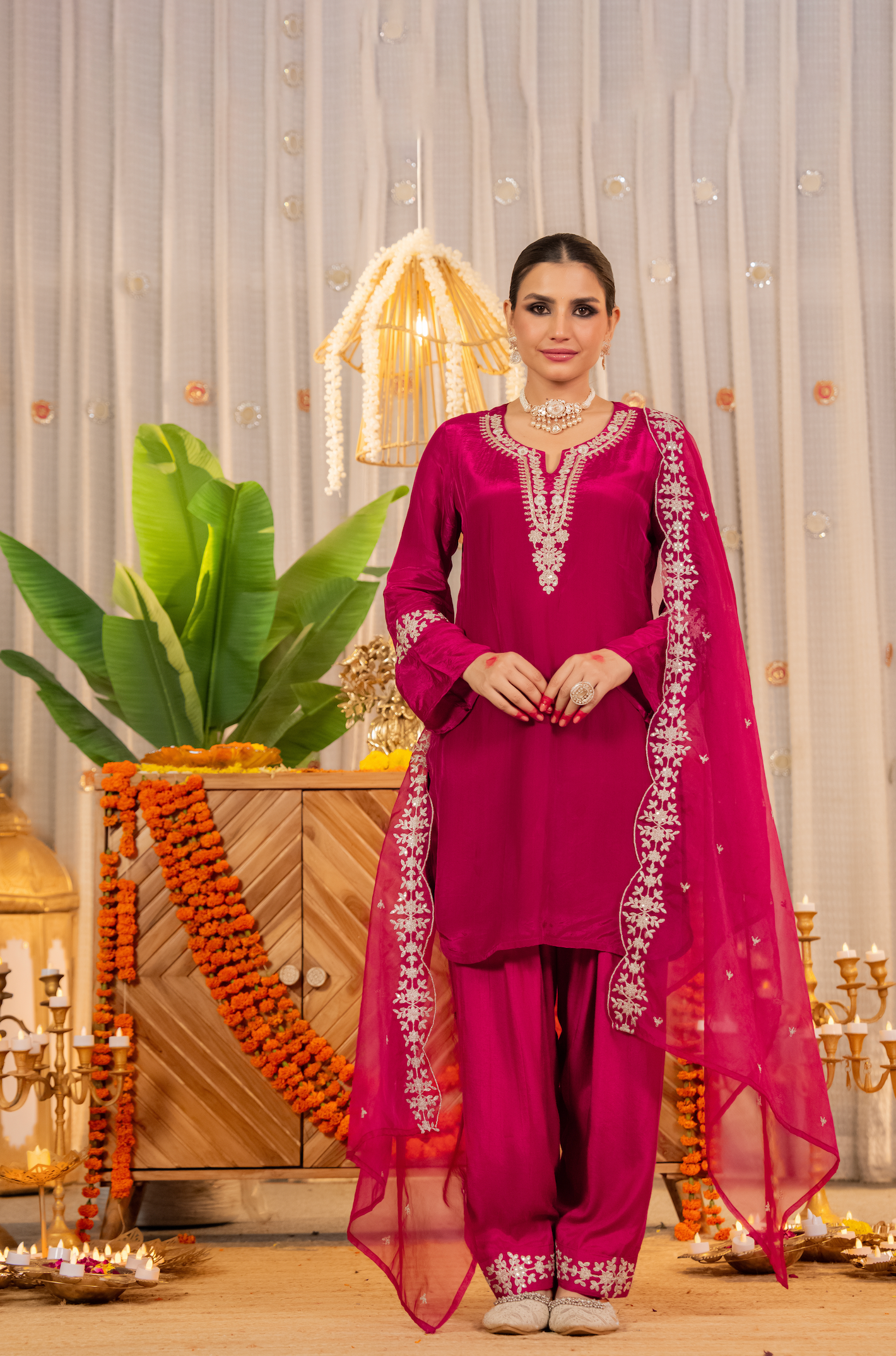 Rosette Radiance  Organza Suit Set