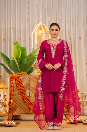 Rosette Radiance  Organza Suit Set