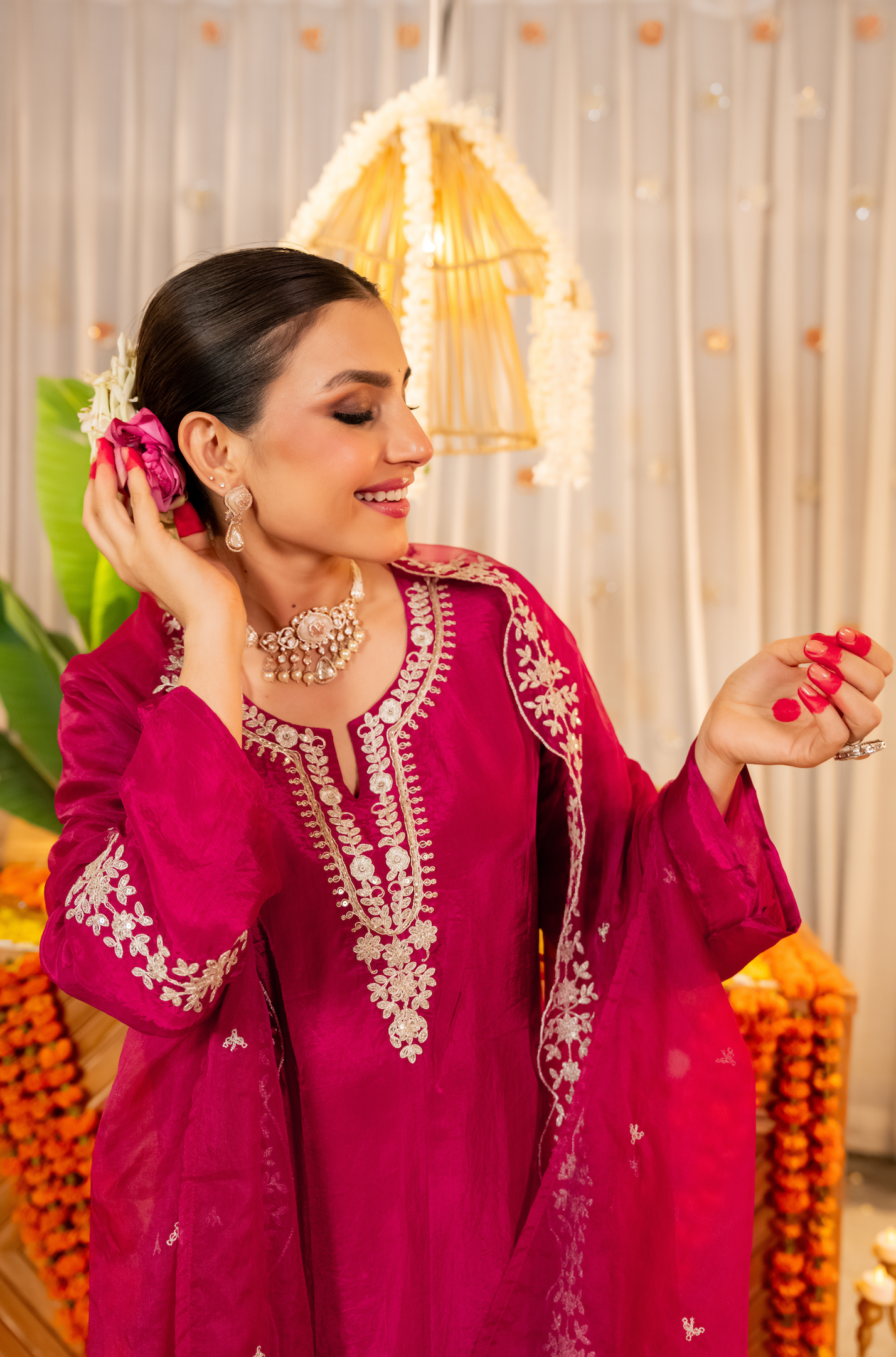 Rosette Radiance  Organza Suit Set