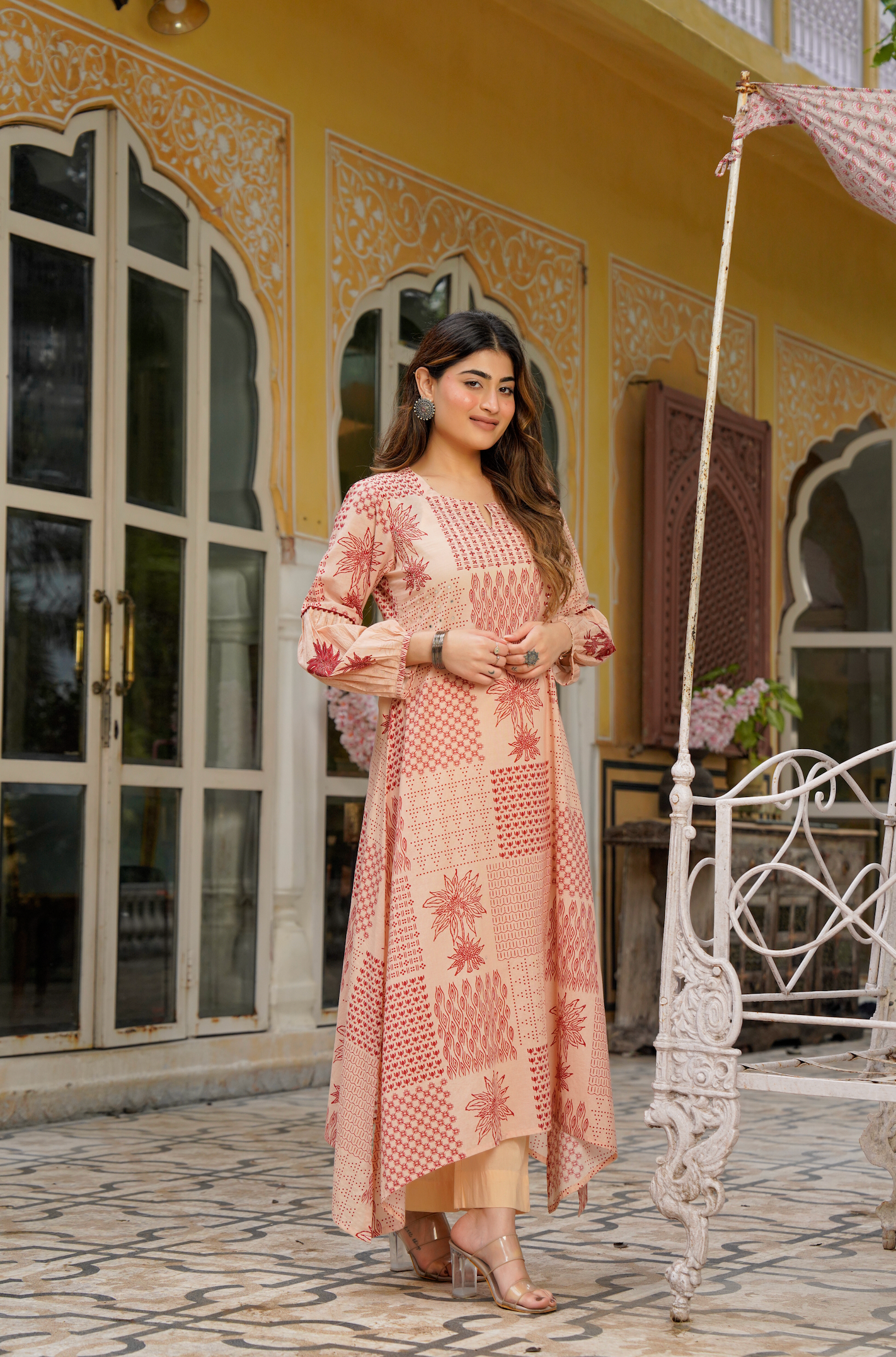 Crimson Bloom Cotton Co-ord Set