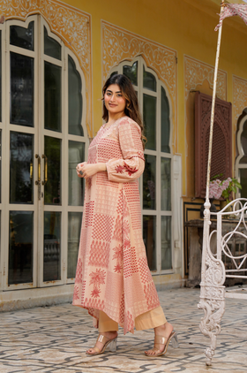 Crimson Bloom Cotton Co-ord Set