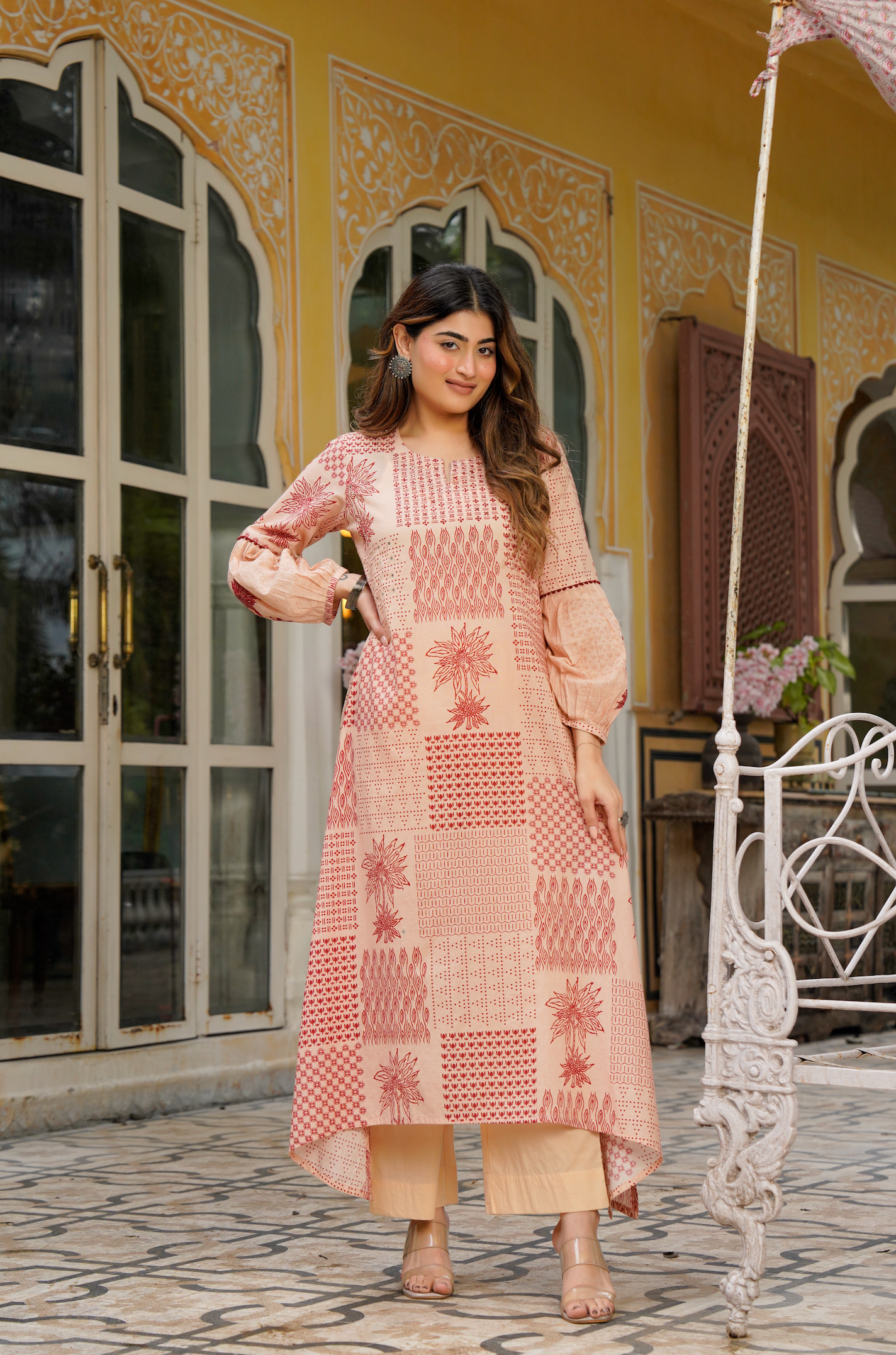 Crimson Bloom Cotton Co-ord Set