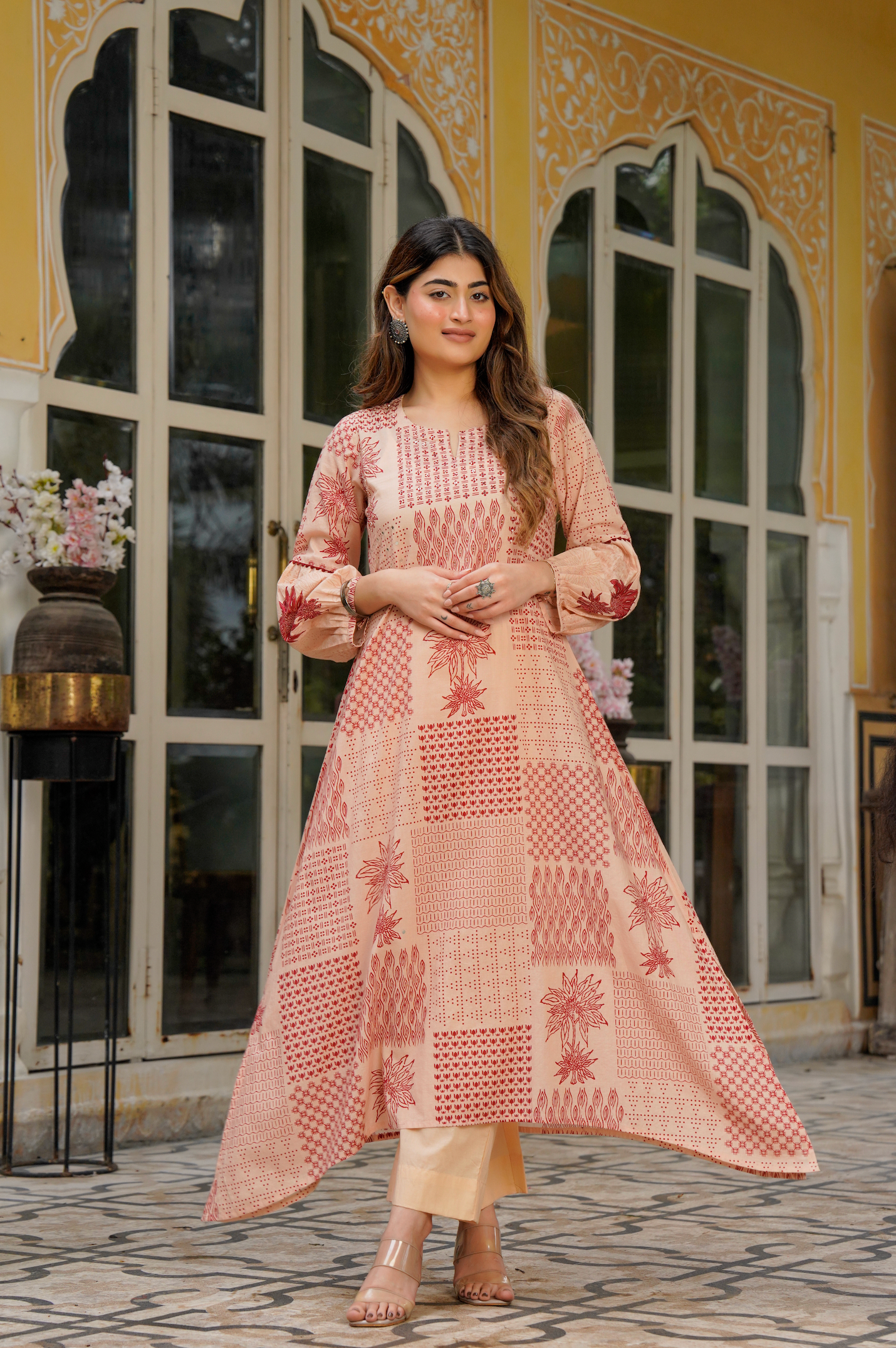 Crimson Bloom Cotton Co-ord Set