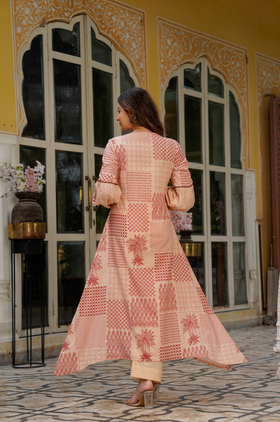 Crimson Bloom Cotton Co-ord Set