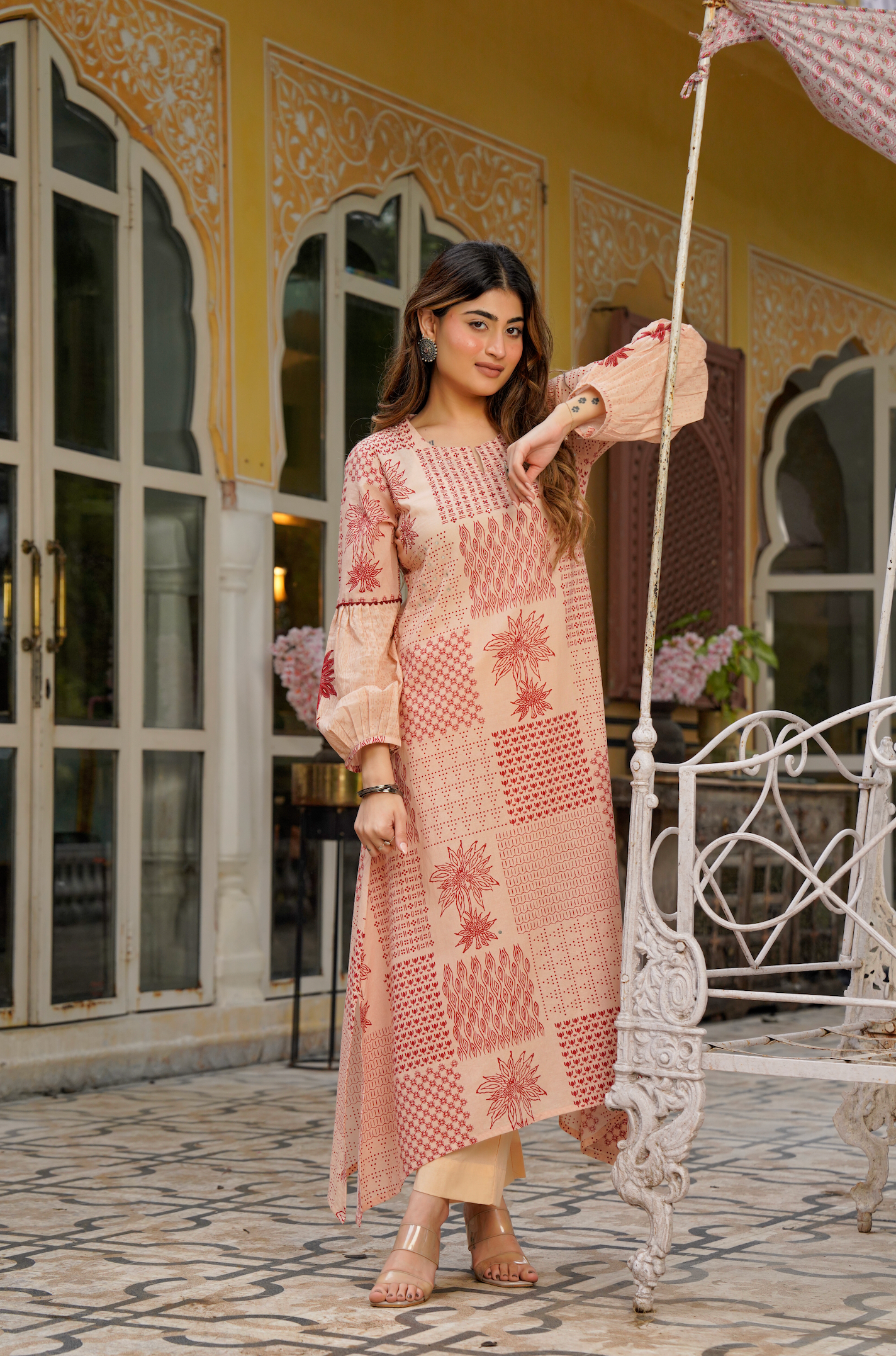 Crimson Bloom Cotton Co-ord Set