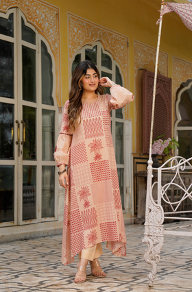 Crimson Bloom Cotton Co-ord Set