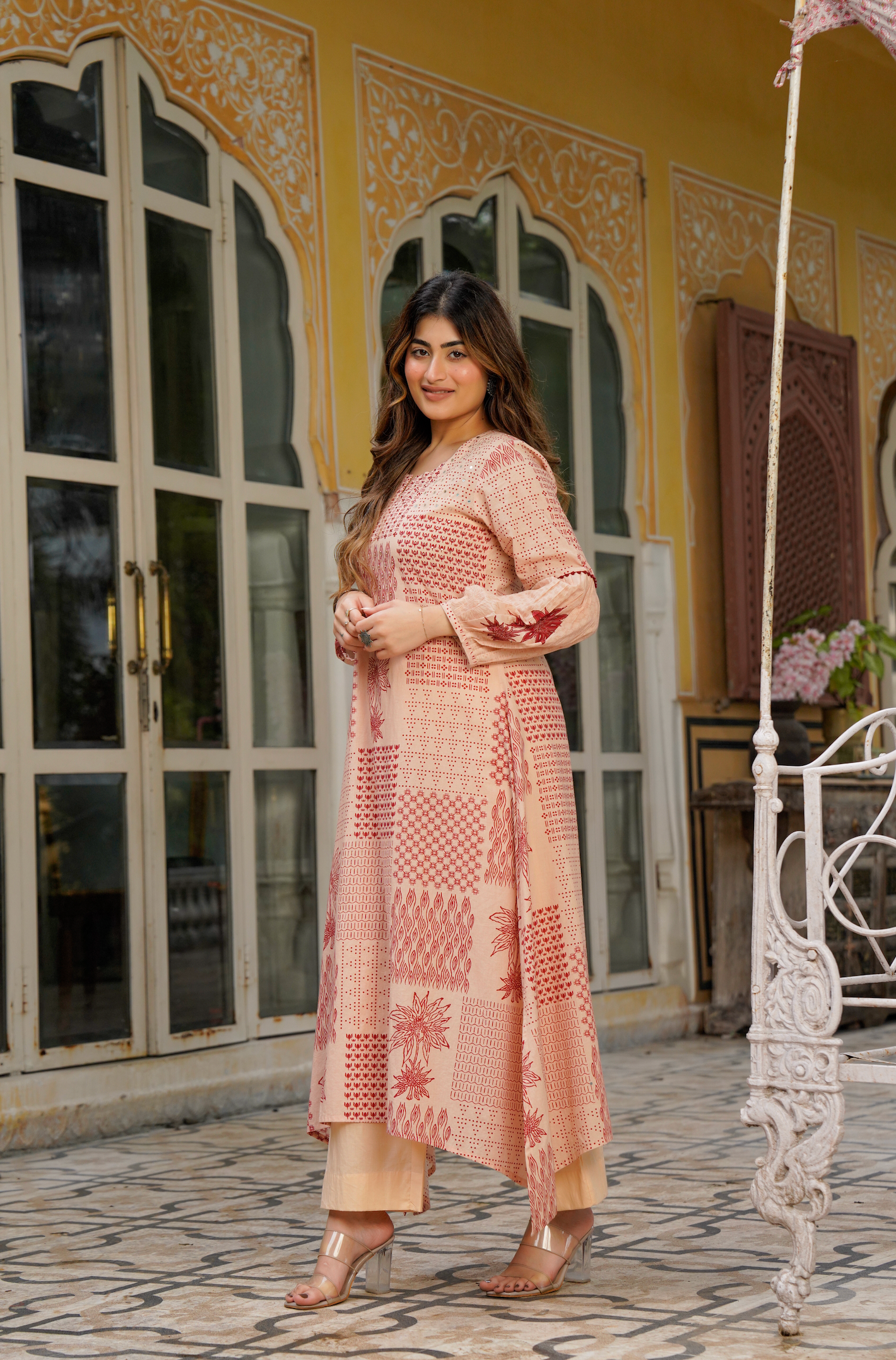 Crimson Bloom Cotton Co-ord Set