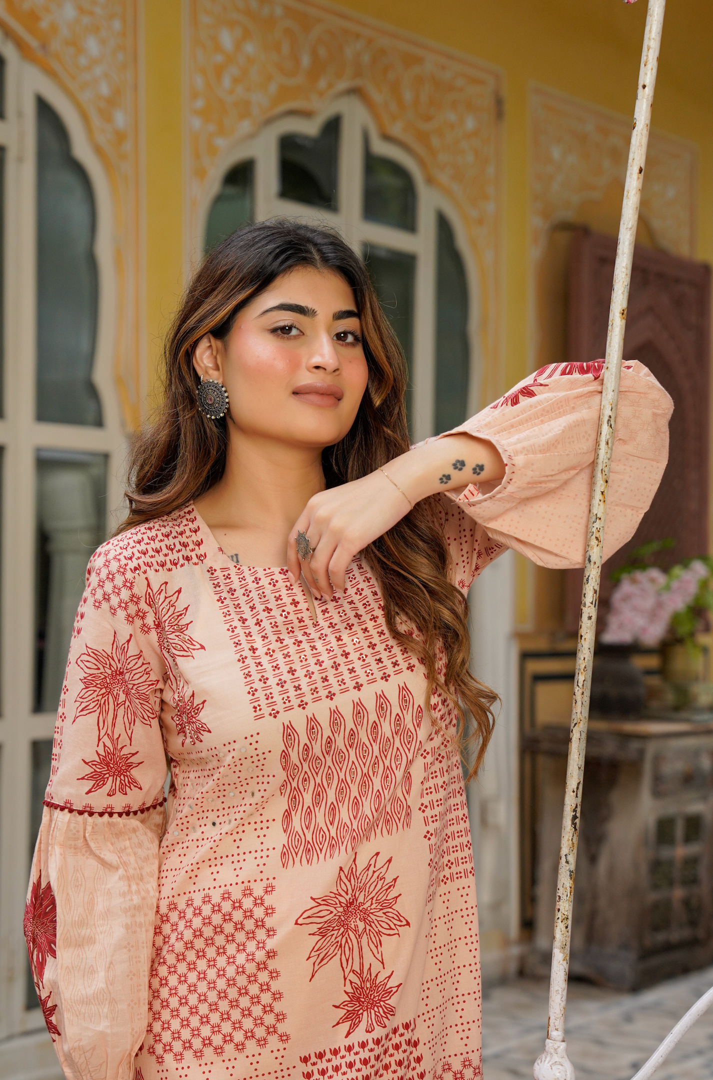 Crimson Bloom Cotton Co-ord Set