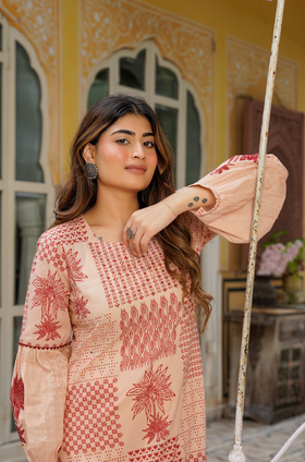 Crimson Bloom Cotton Co-ord Set