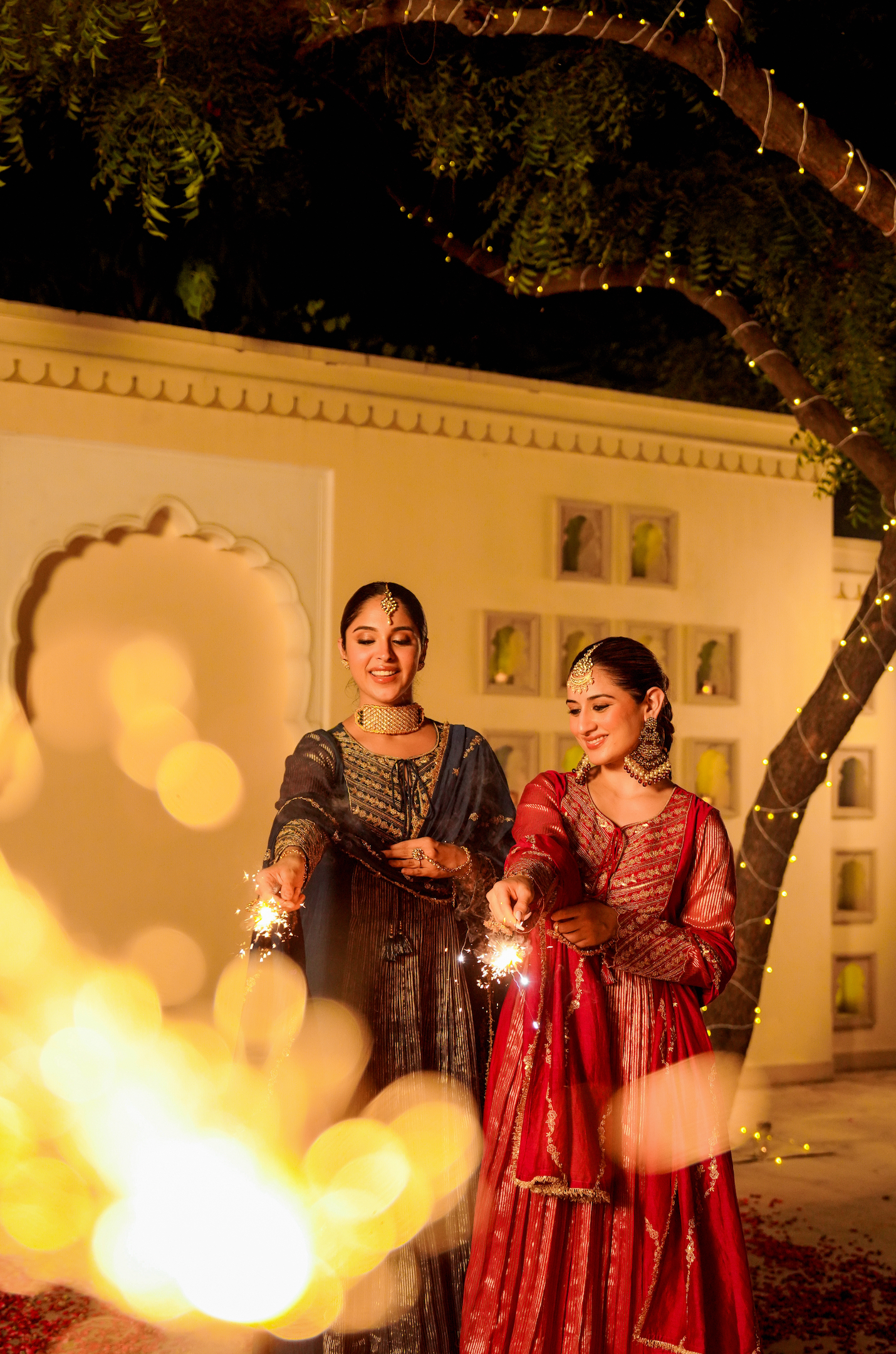 Midnight Bloom Flared Chanderi Suit Set