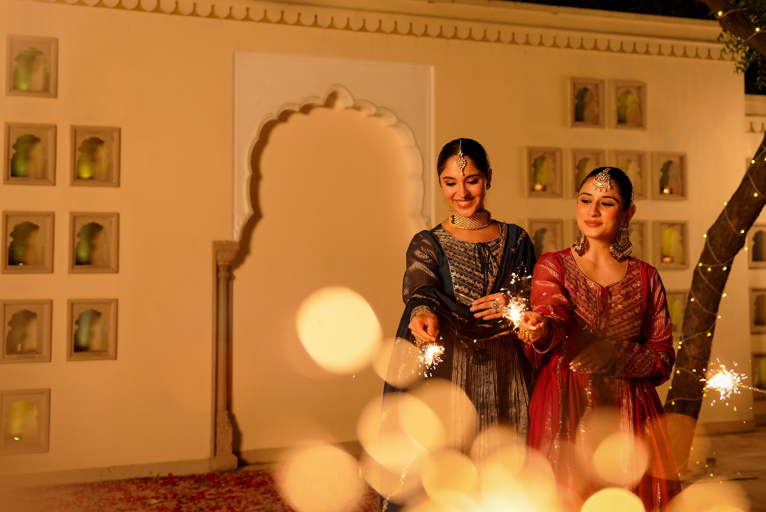 Midnight Bloom Flared Chanderi Suit Set