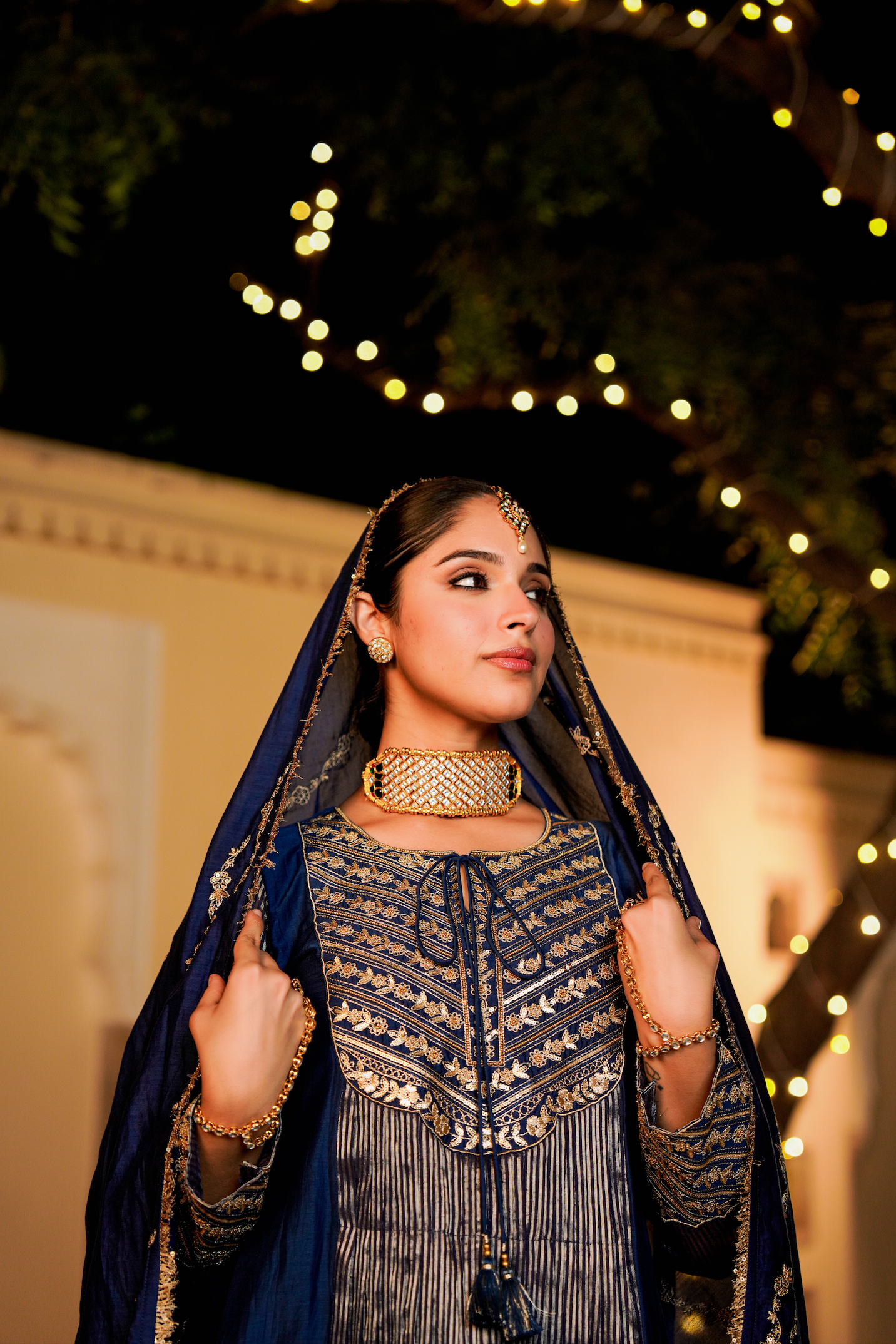 Midnight Bloom Flared Chanderi Suit Set