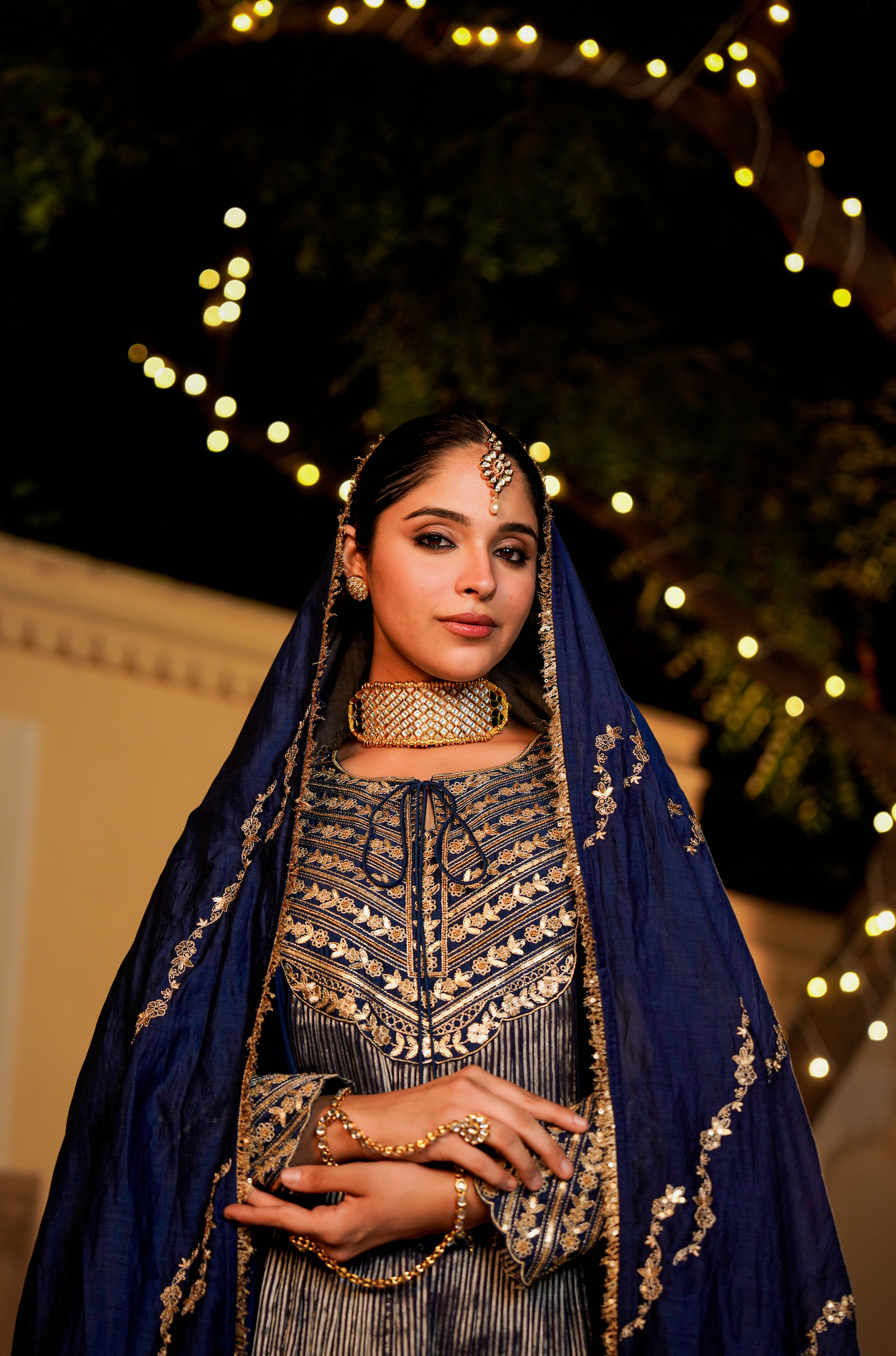 Midnight Bloom Flared Chanderi Suit Set