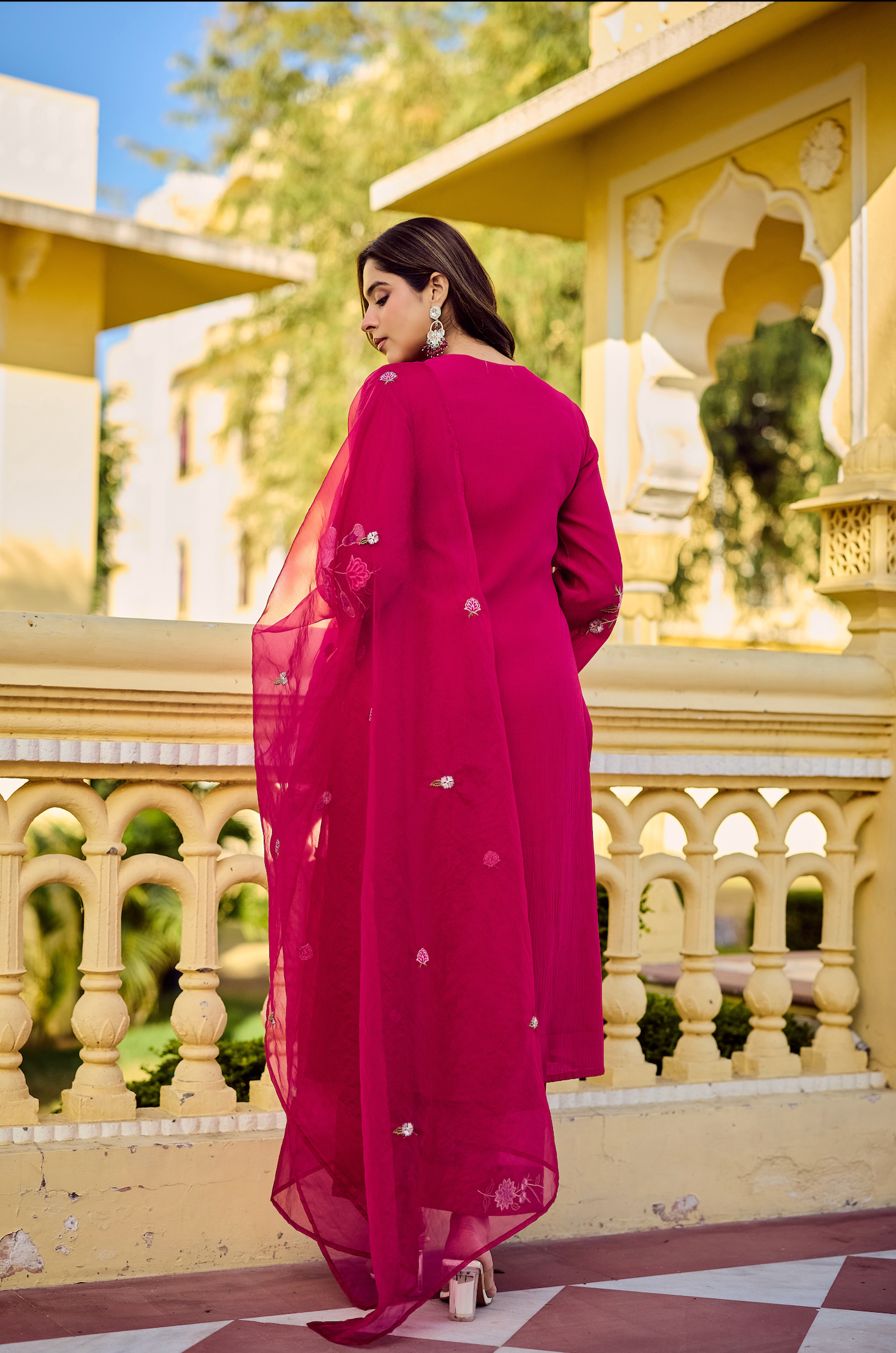 Noor Magenta Embellished Suit Set