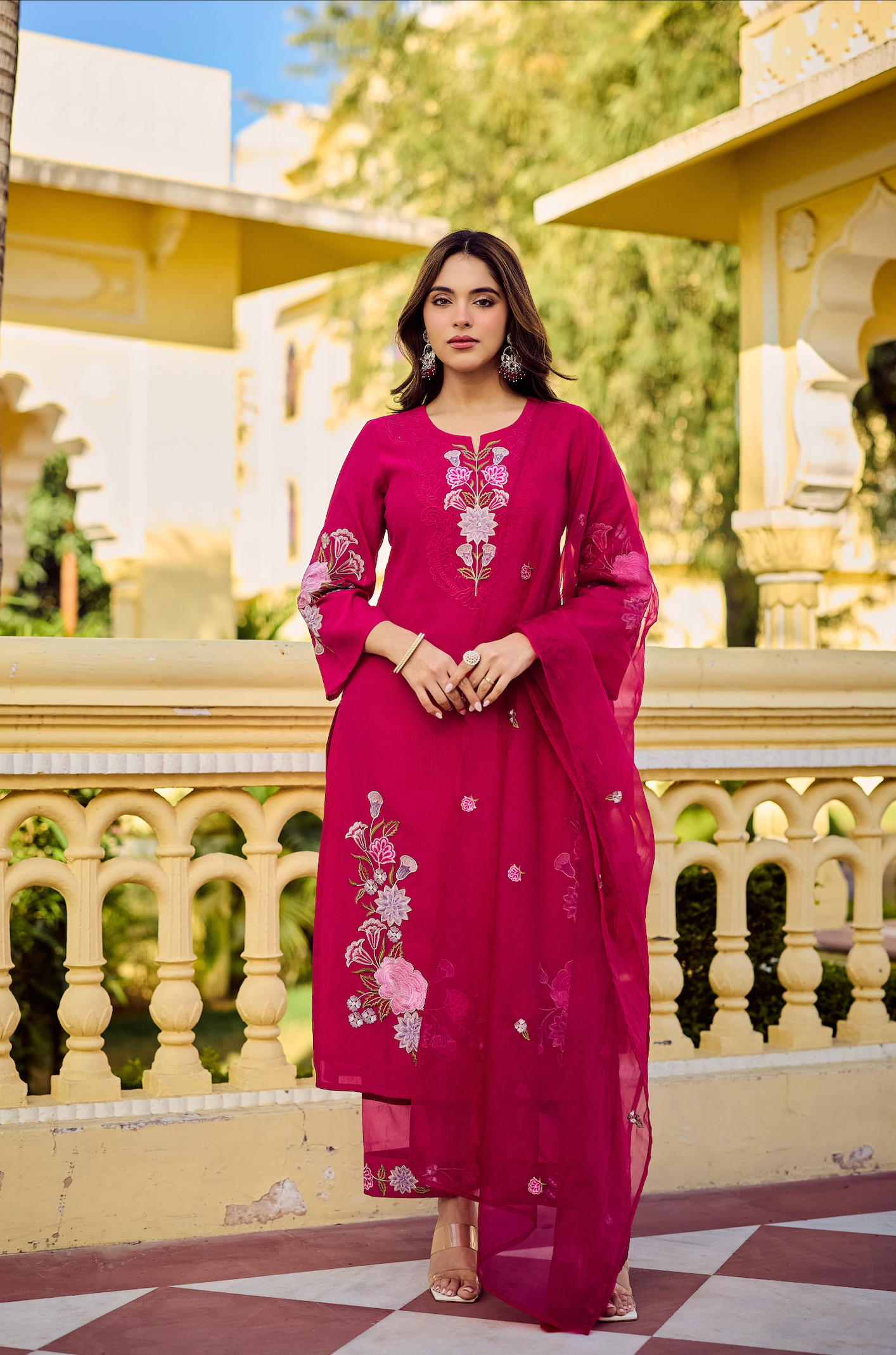 Noor Magenta Embellished Suit Set