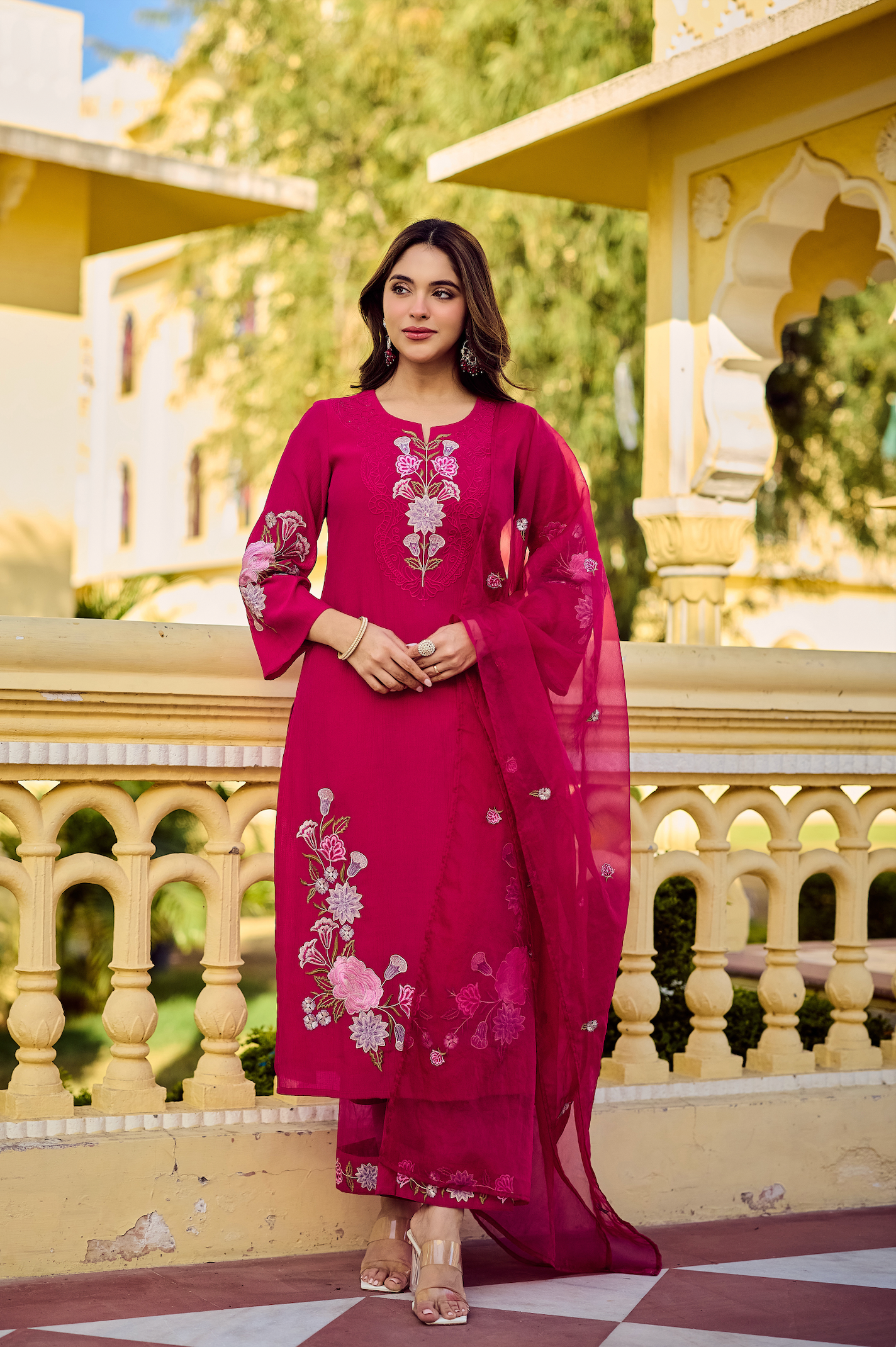 Noor Magenta Embellished Suit Set