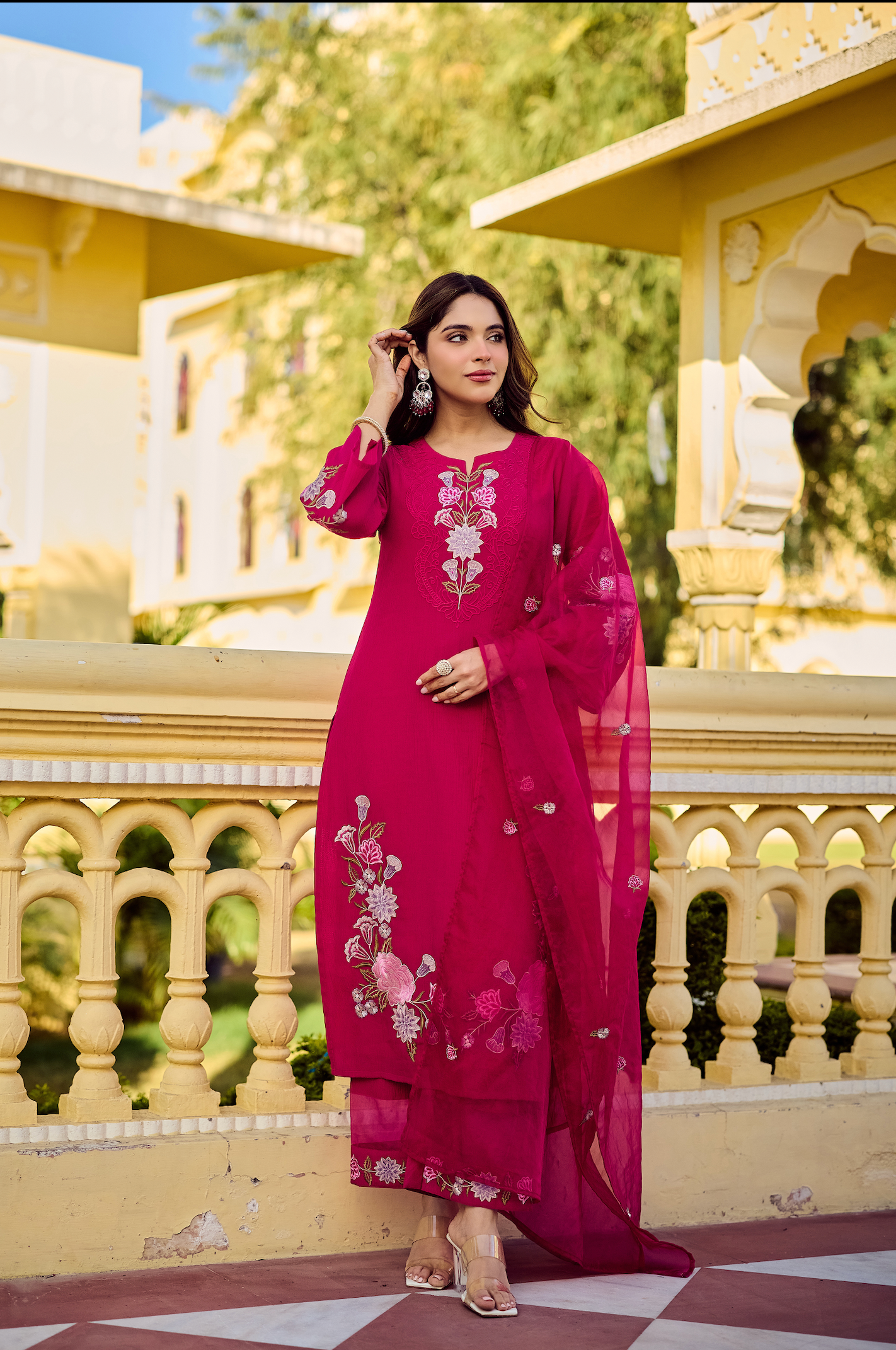 Noor Magenta Embellished Suit Set
