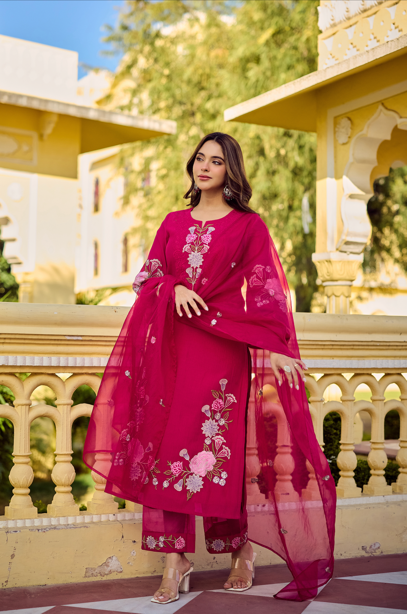 Noor Magenta Embellished Suit Set
