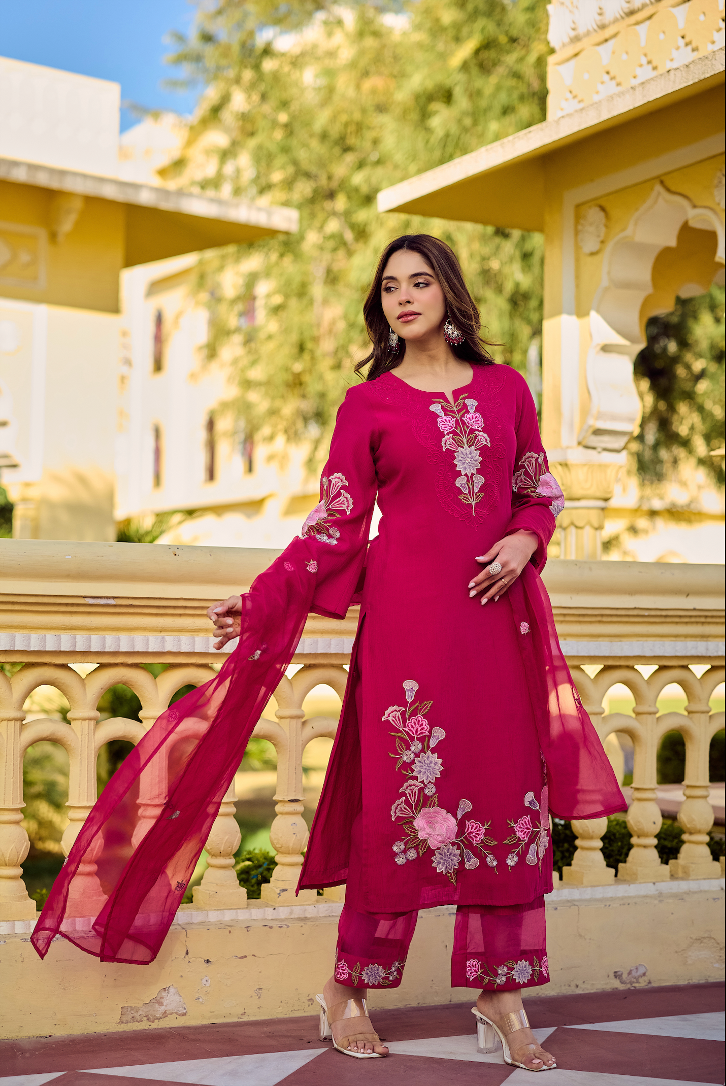 Noor Magenta Embellished Suit Set