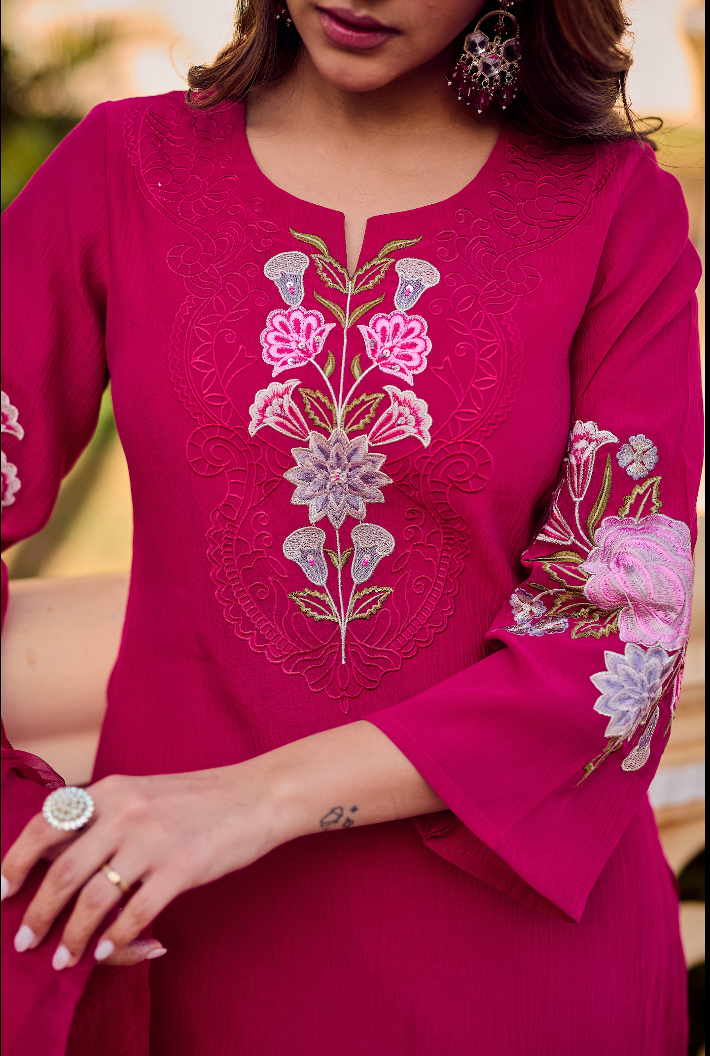 Noor Magenta Embellished Suit Set