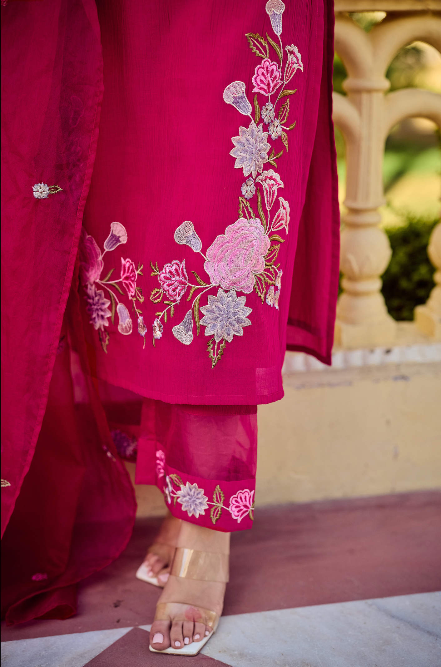 Noor Magenta Embellished Suit Set