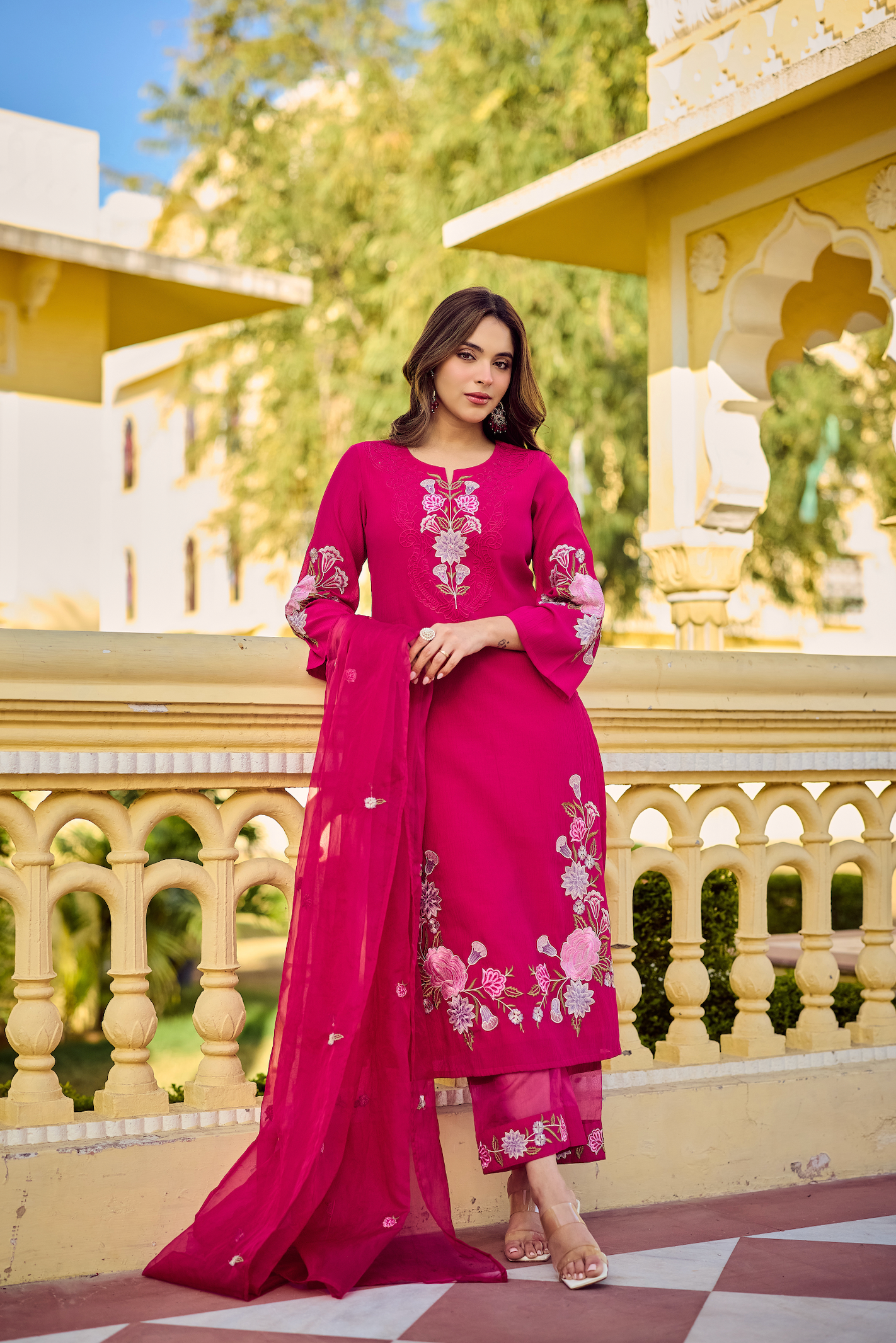 Noor Magenta Embellished Suit Set