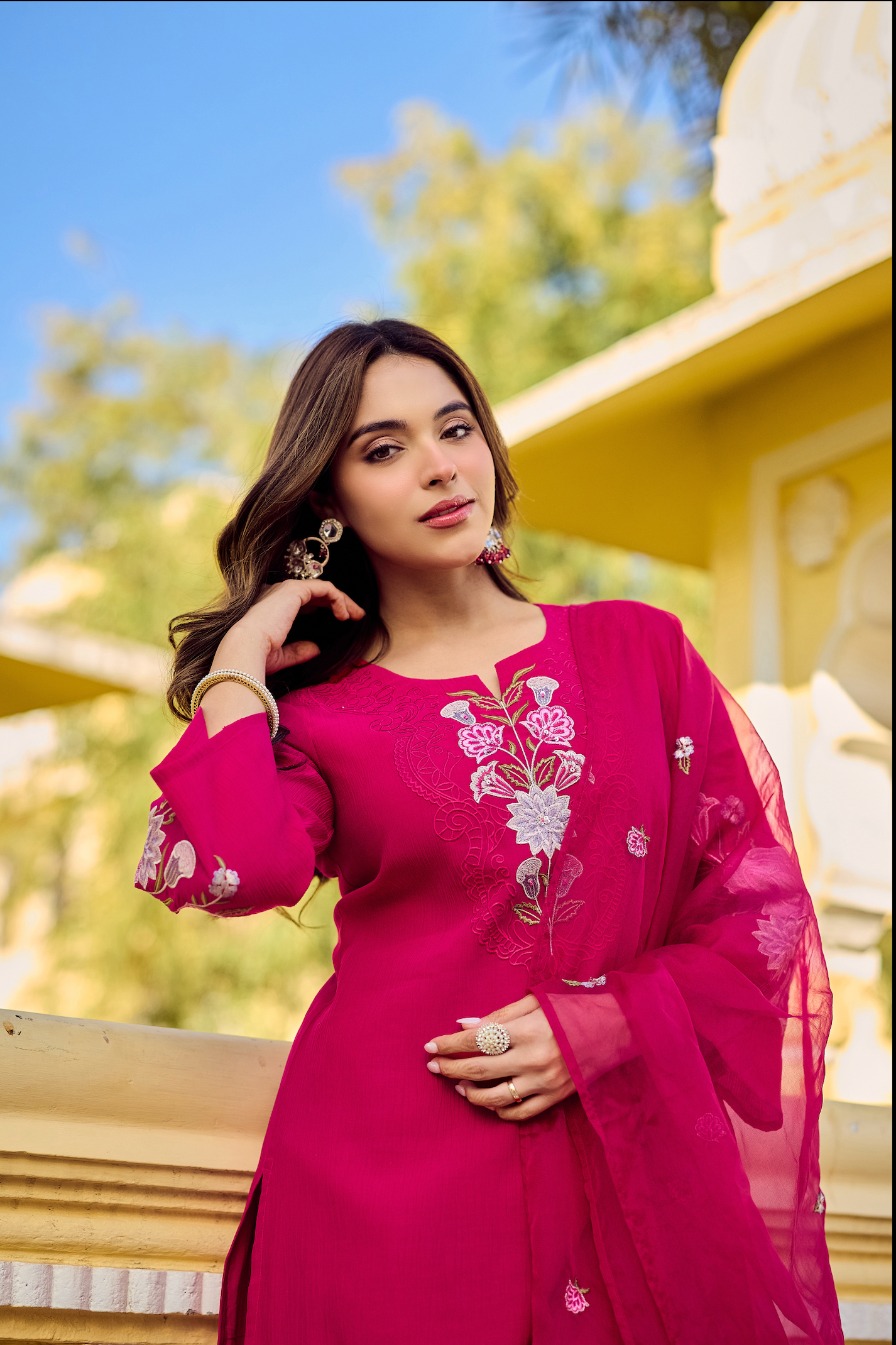 Noor Magenta Embellished Suit Set