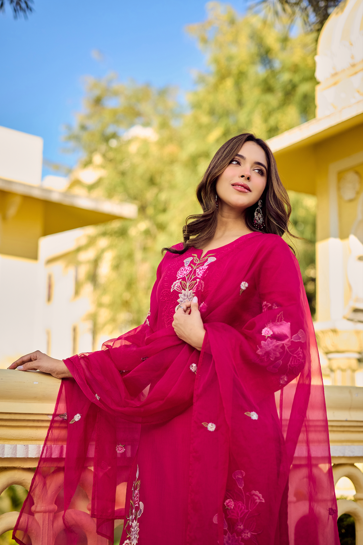 Noor Magenta Embellished Suit Set