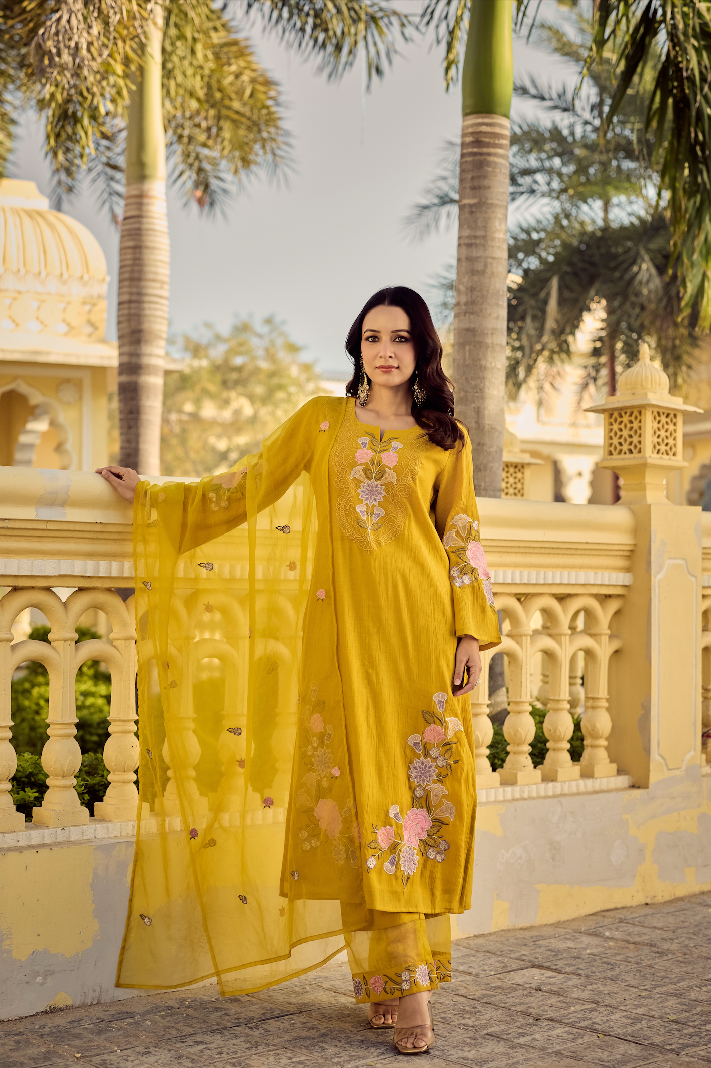 Noor Mustard Embellished Suit Set