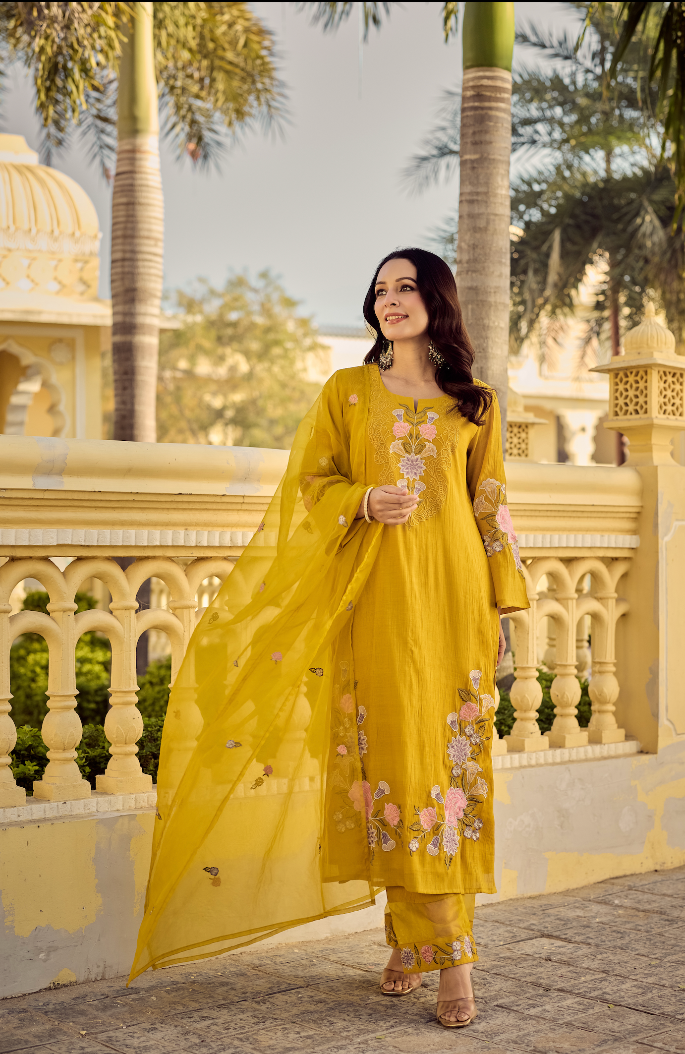 Noor Mustard Embellished Suit Set