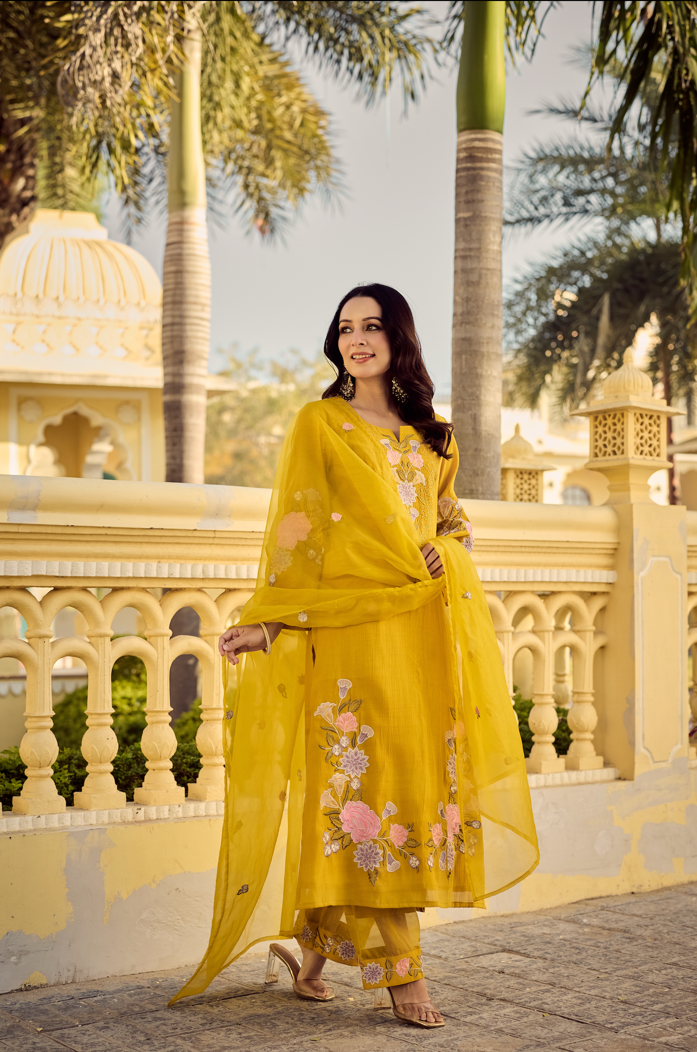 Noor Mustard Embellished Suit Set