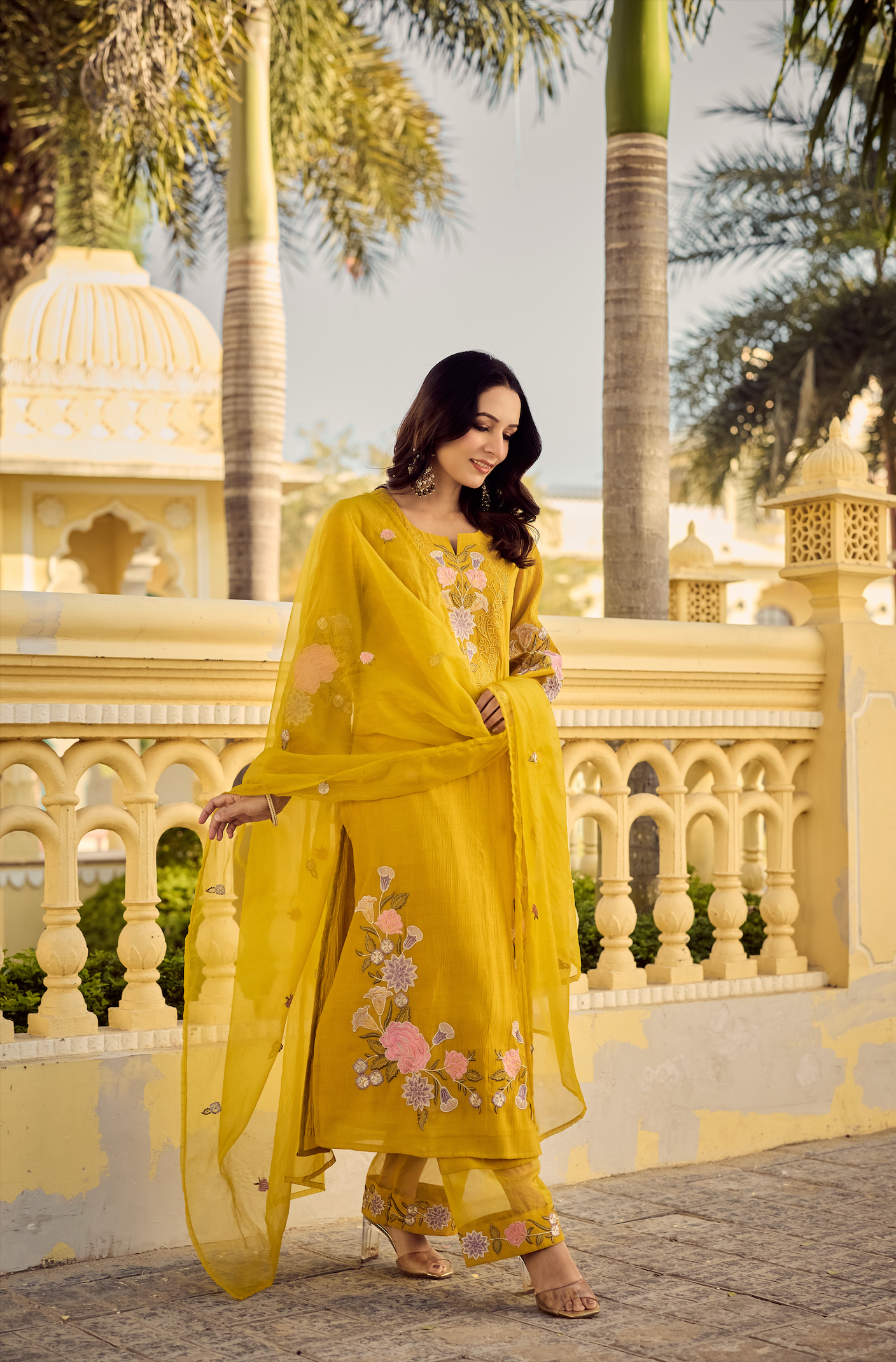 Noor Mustard Embellished Suit Set