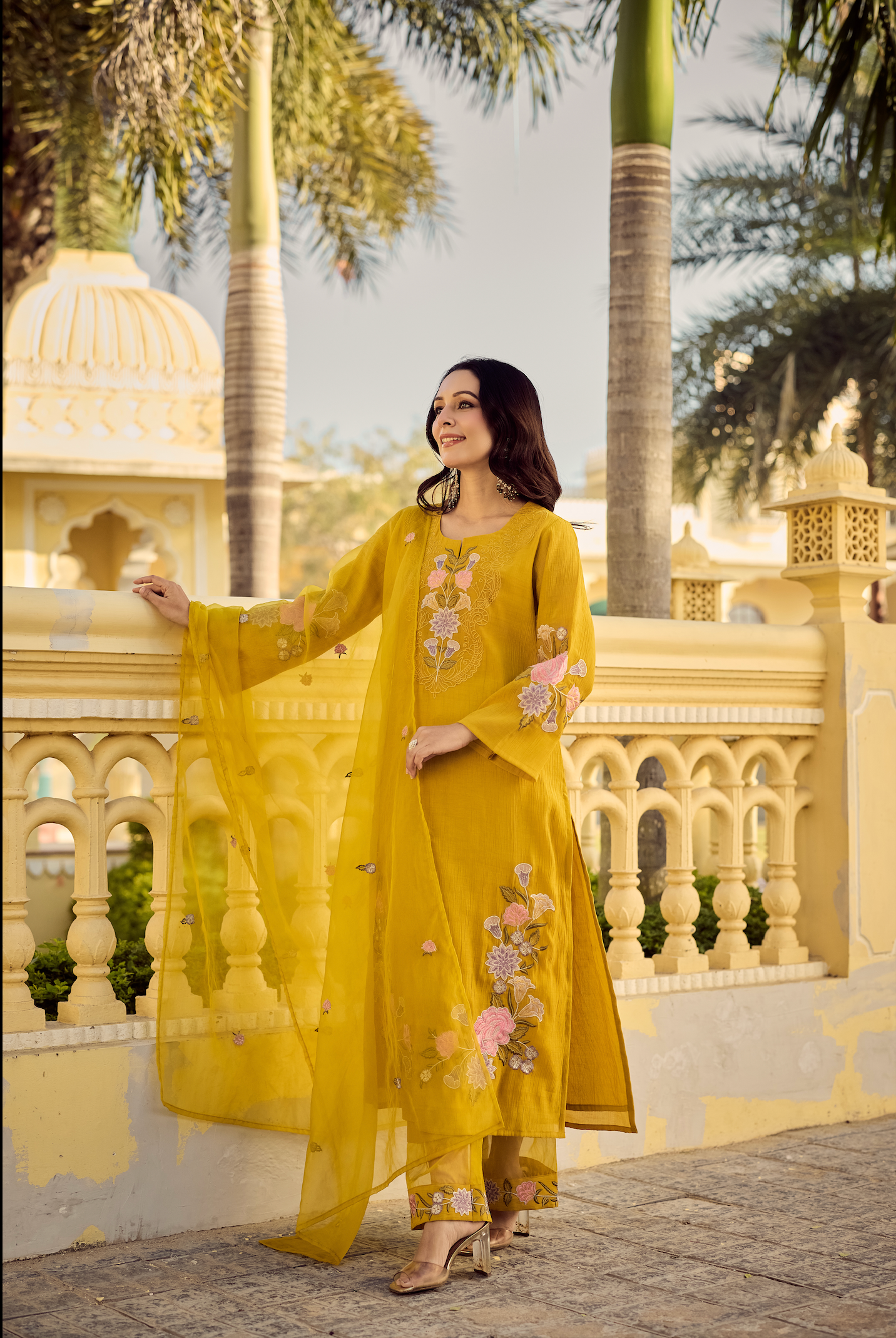 Noor Mustard Embellished Suit Set